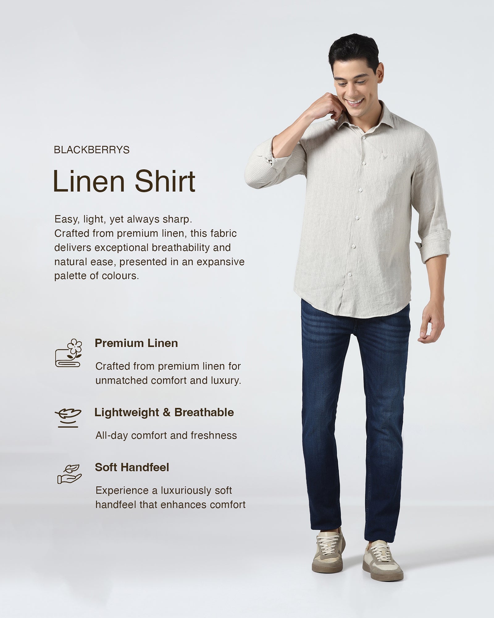 Natural Linen Stripe Shirt - Dalber