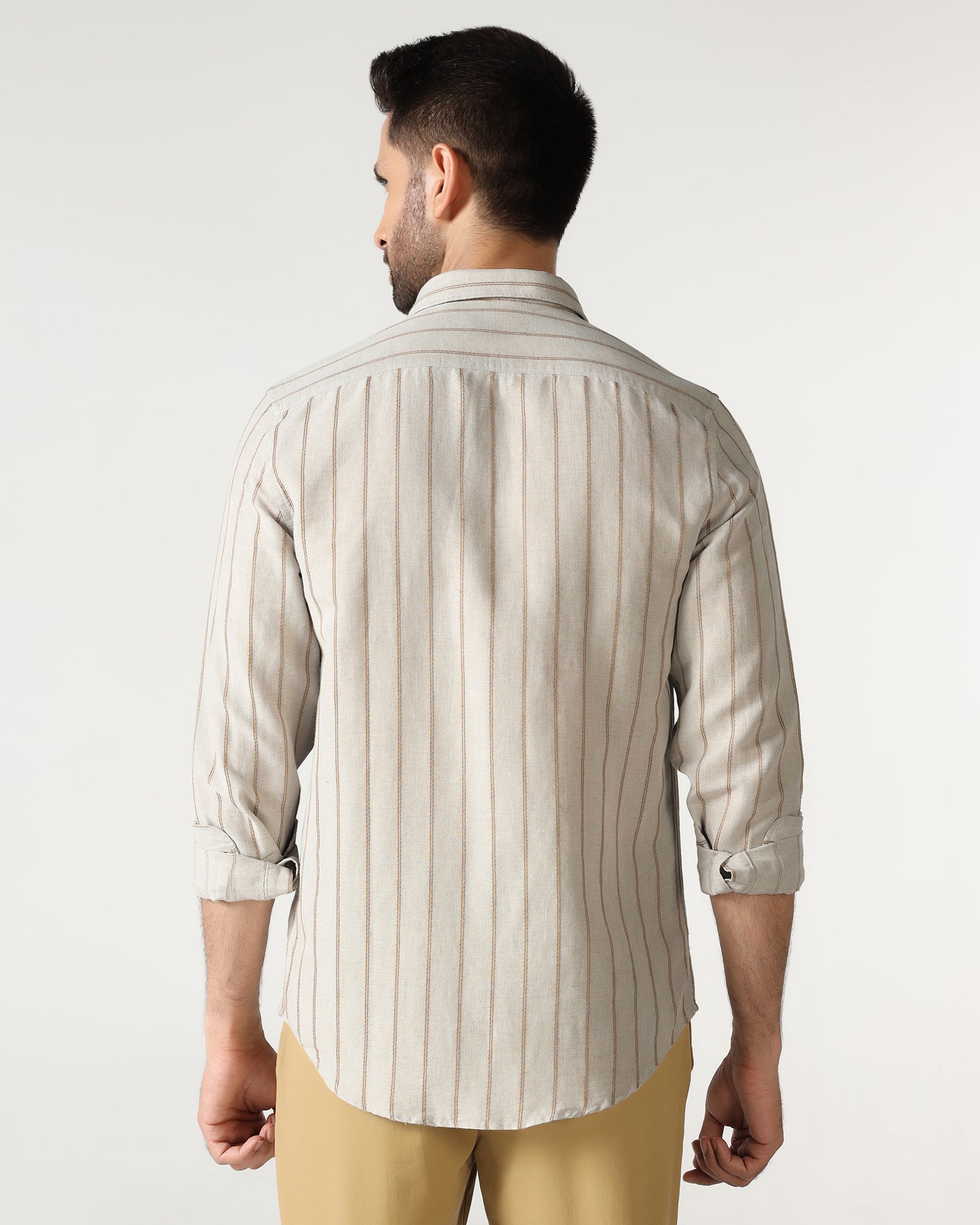 Natural Linen Stripe Shirt - Raydon