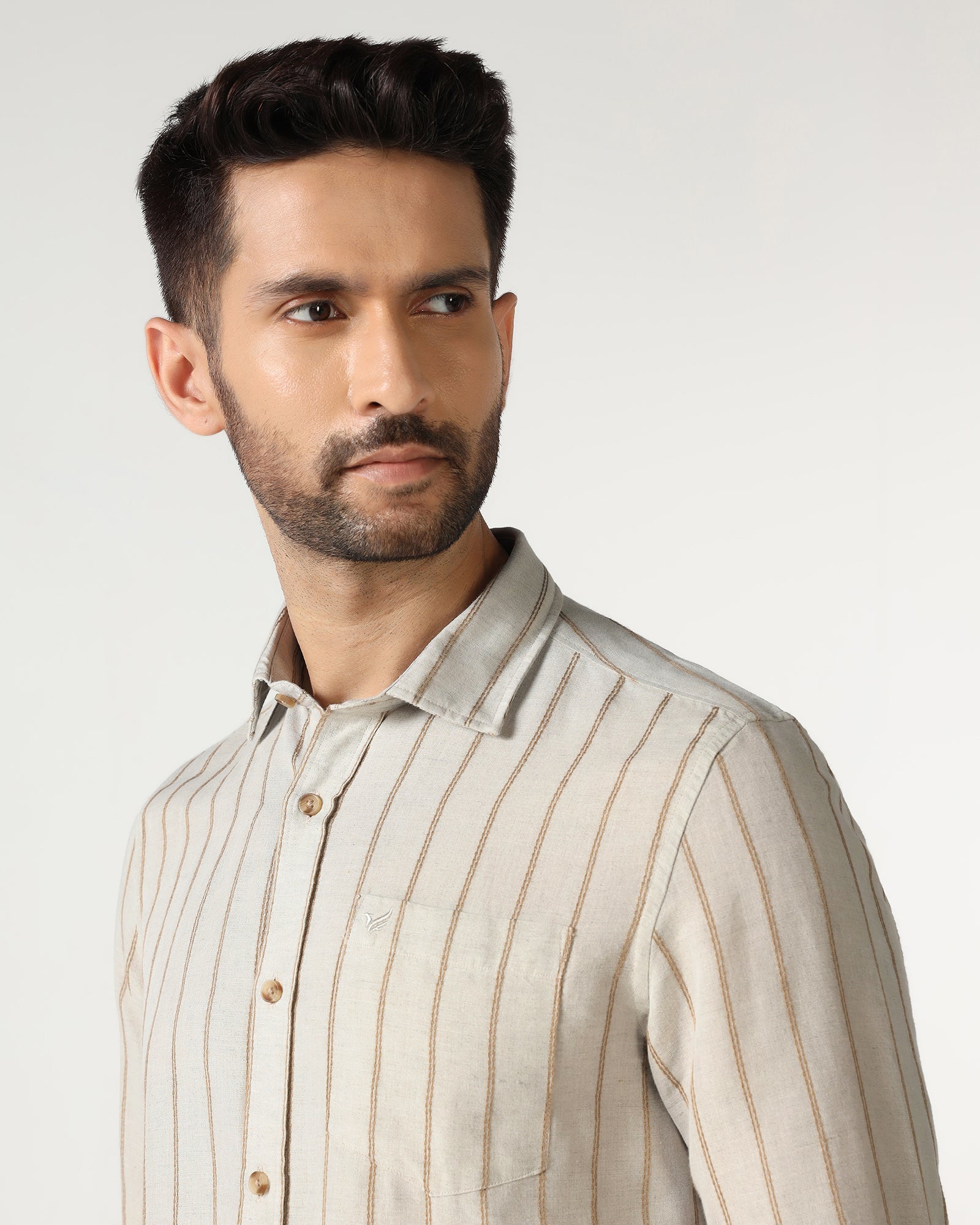 Natural Linen Stripe Shirt - Raydon