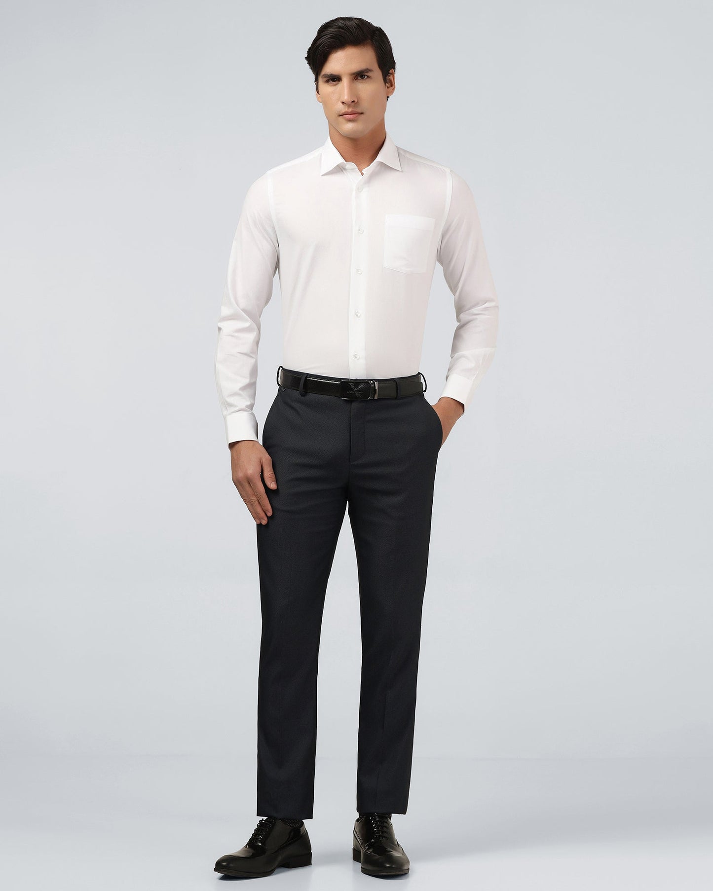 Navy Textured Trouser - Alan