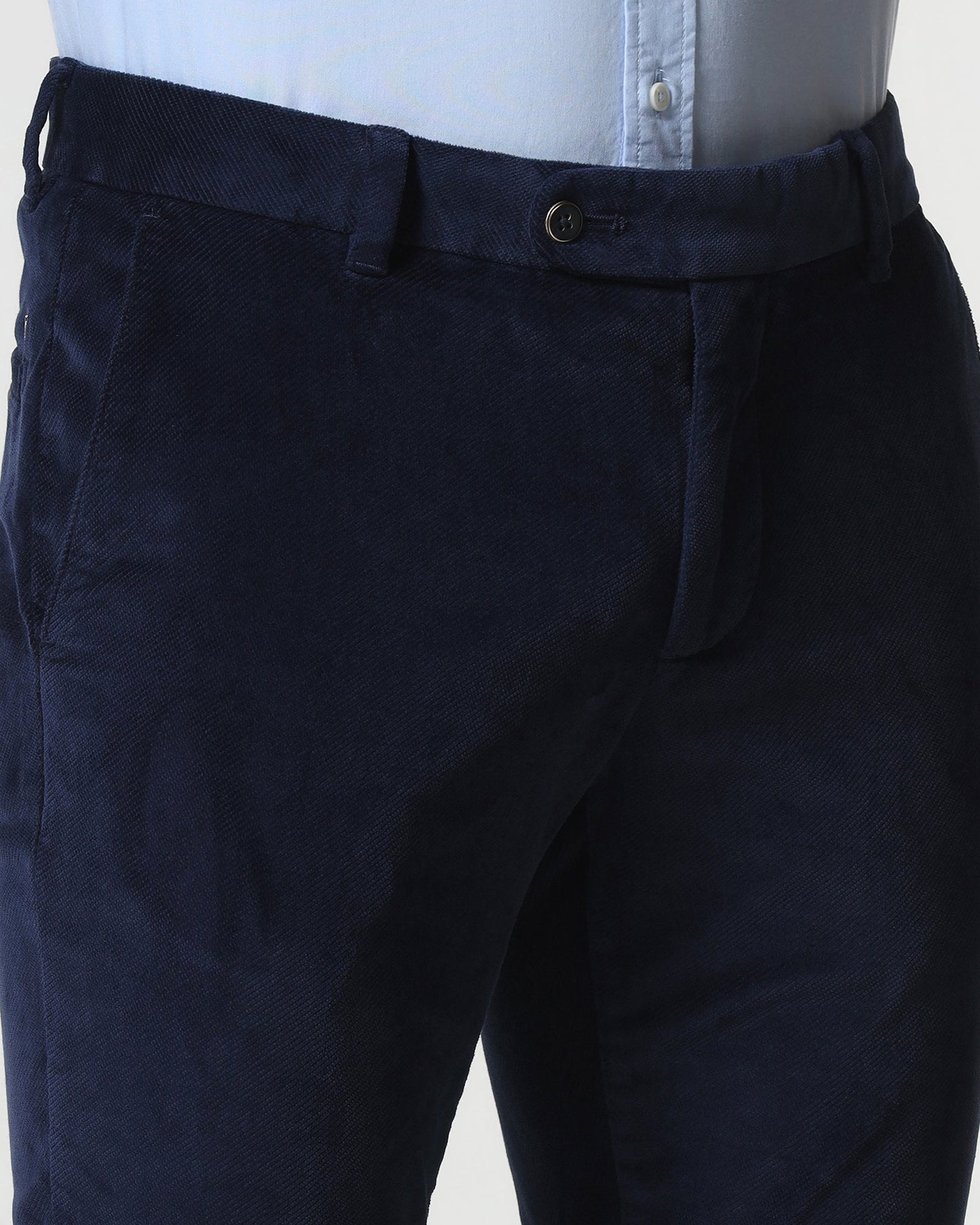 Navy Corduroy Solid Khakis - Fraser