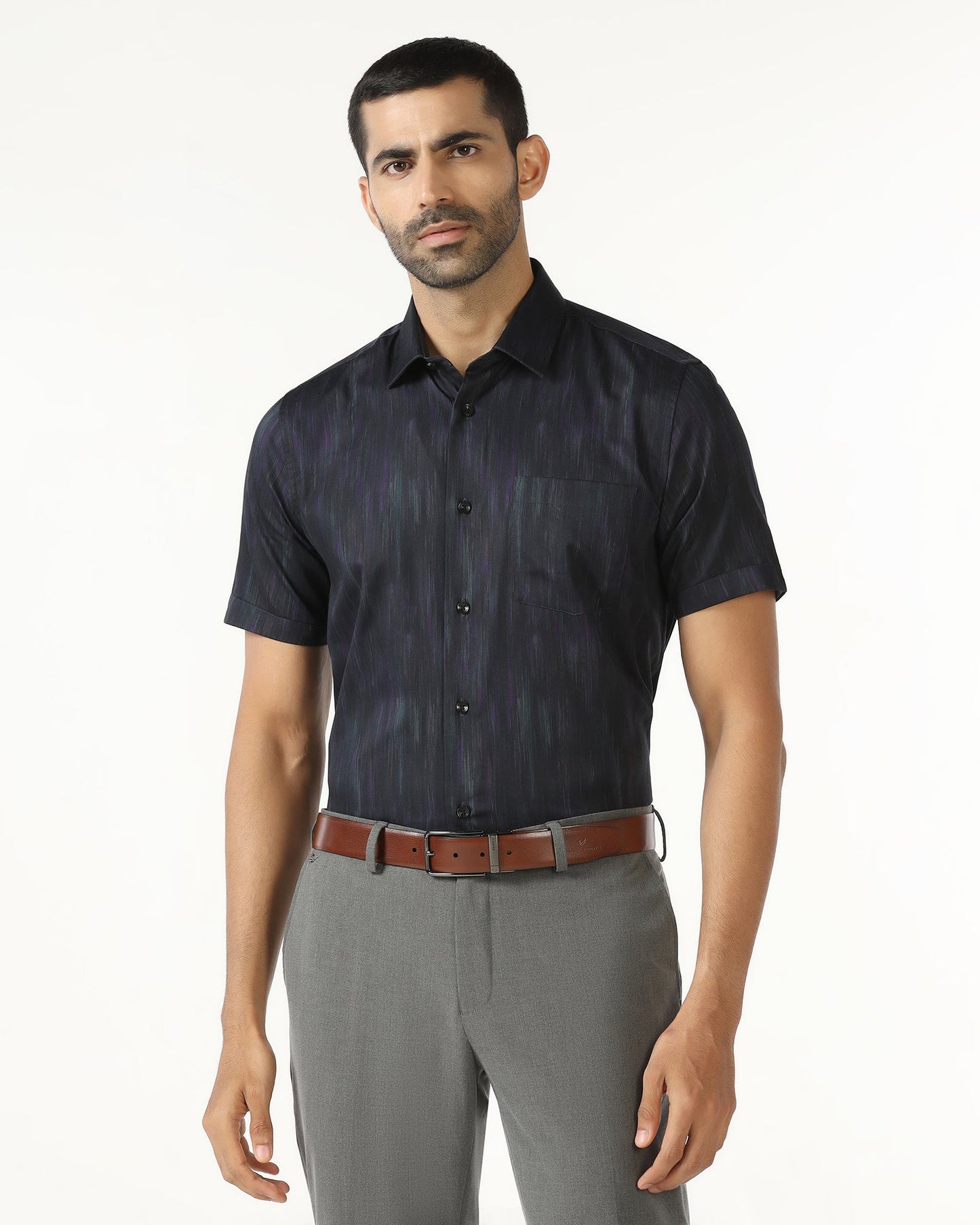 Navy Half Sleeve Printed Shirt - Siena