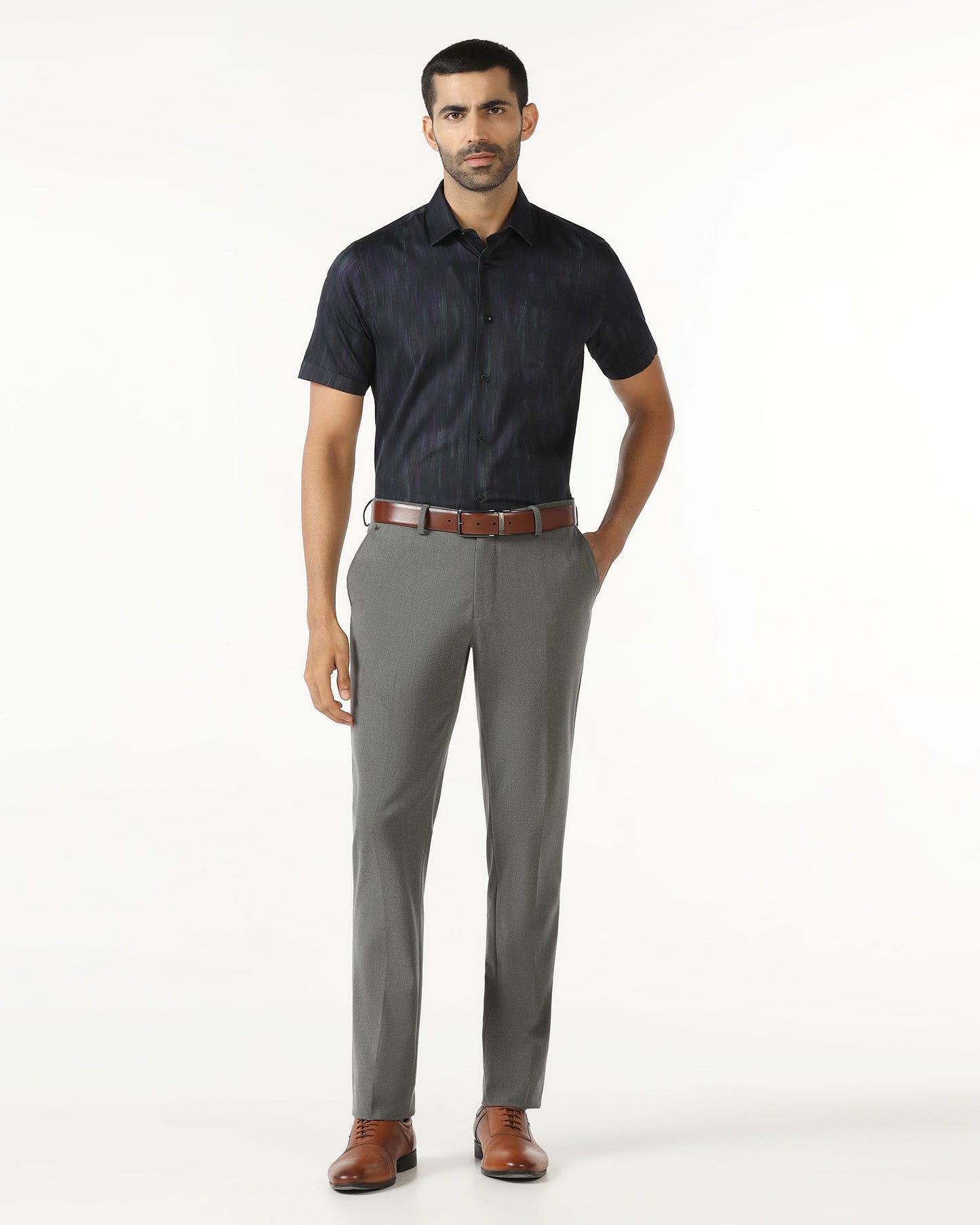 Navy Half Sleeve Printed Shirt - Siena