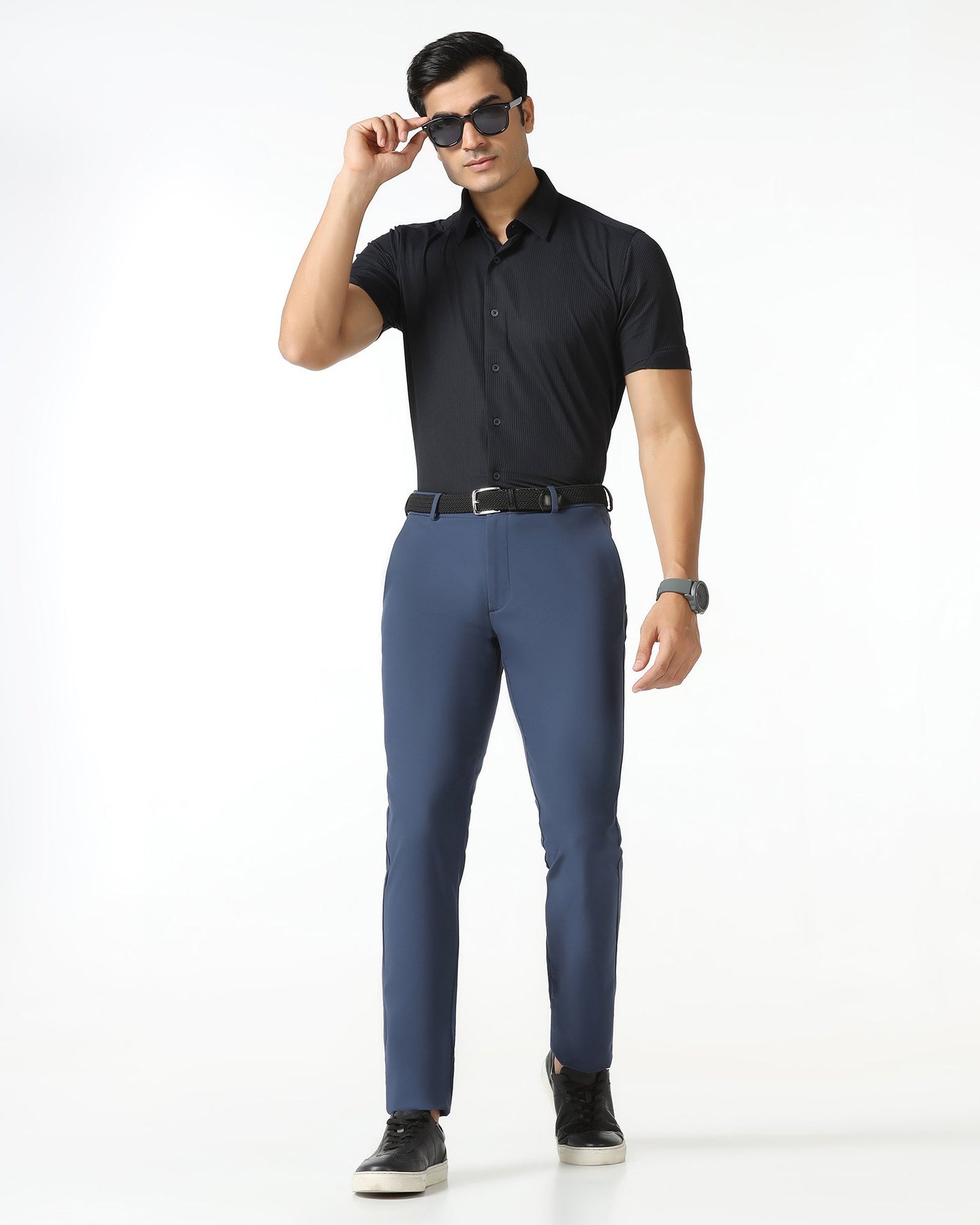 Navy Half Sleeve Techpro Stripe Shirt - Civil