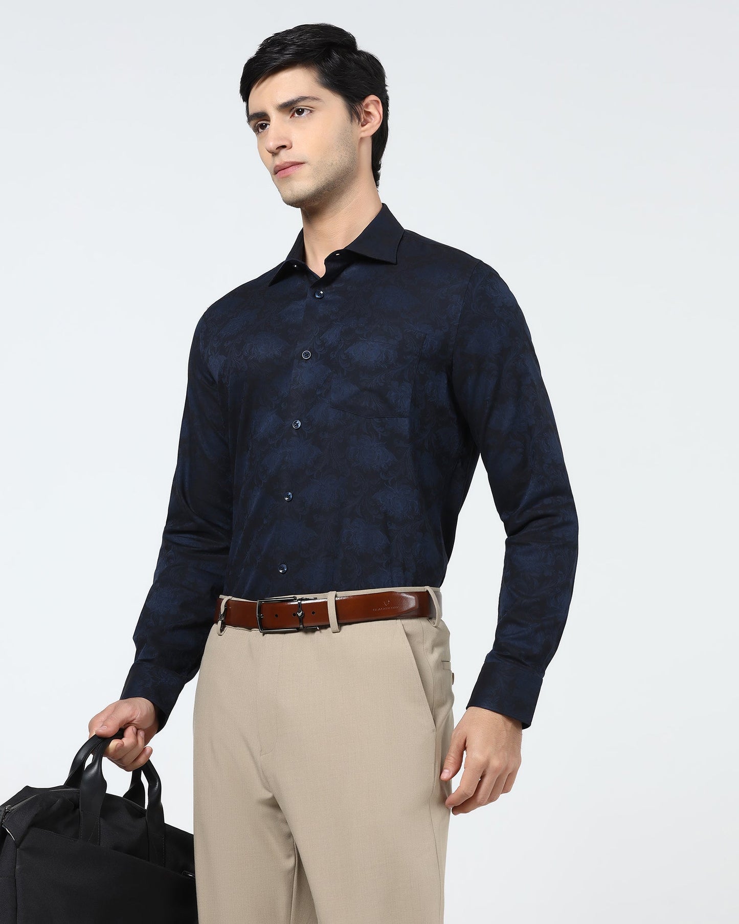 Navy Jacquard Shirt - Wasabi