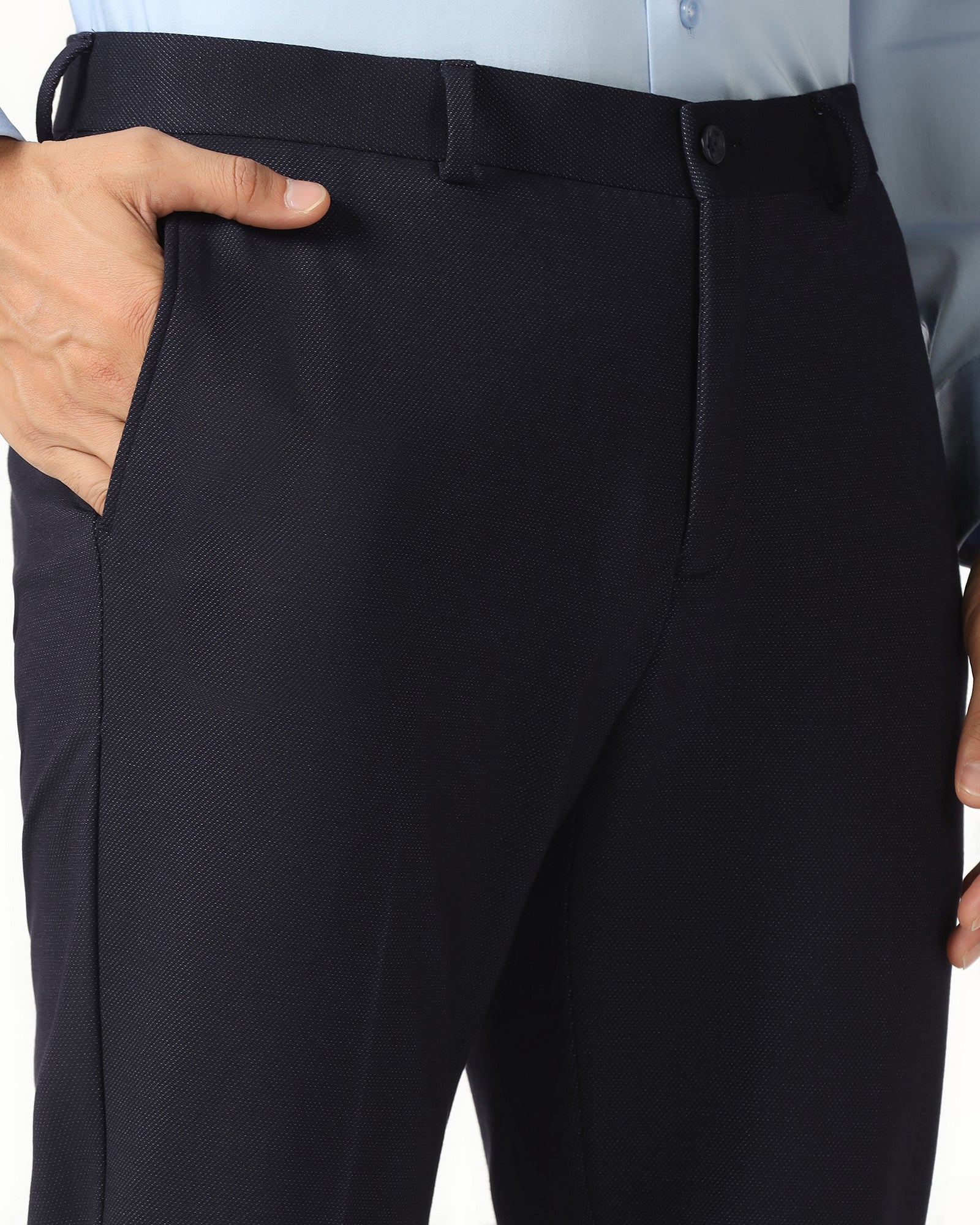 Navy Must Haves Textured Trouser - Miggins