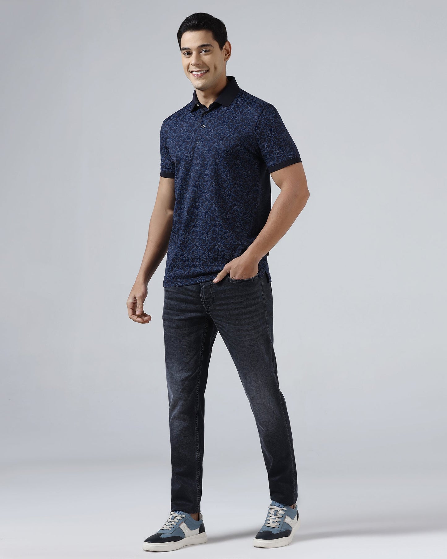 Navy Printed Polo - Dane