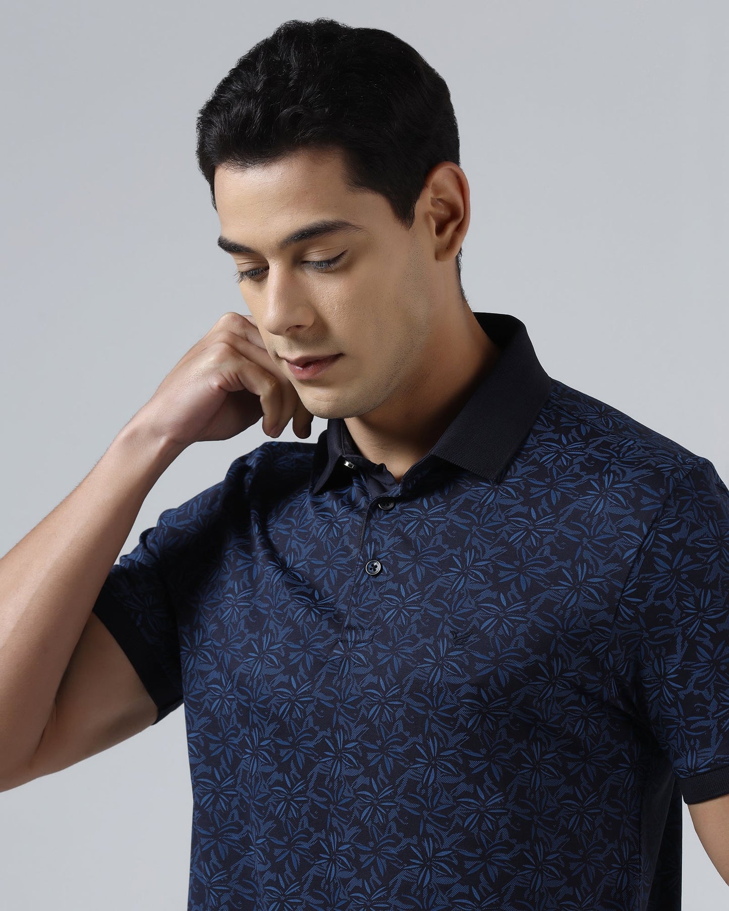 Navy Printed Polo - Dane
