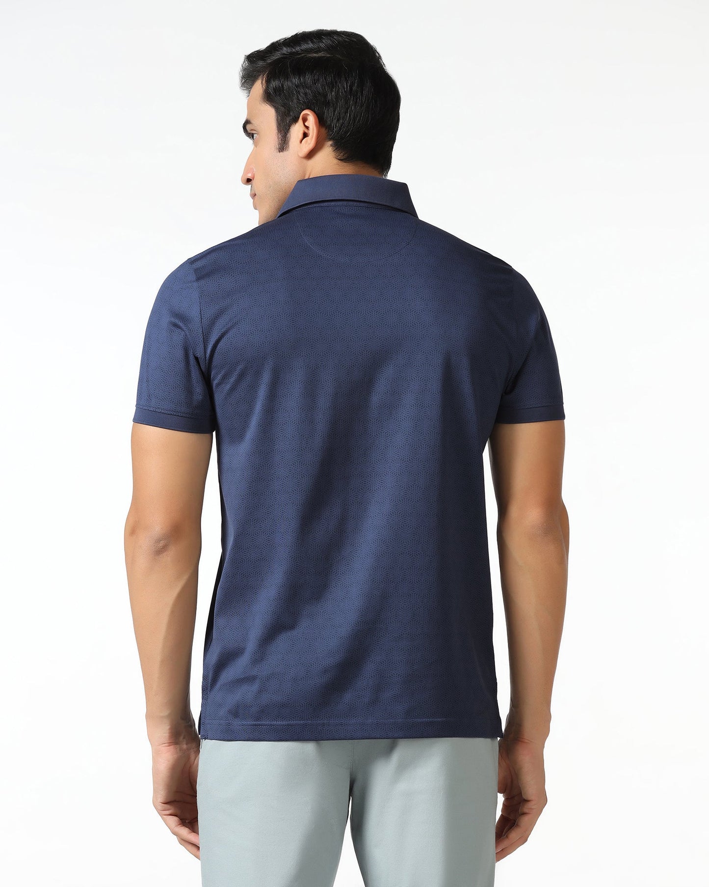 Navy Printed Polo - Peter
