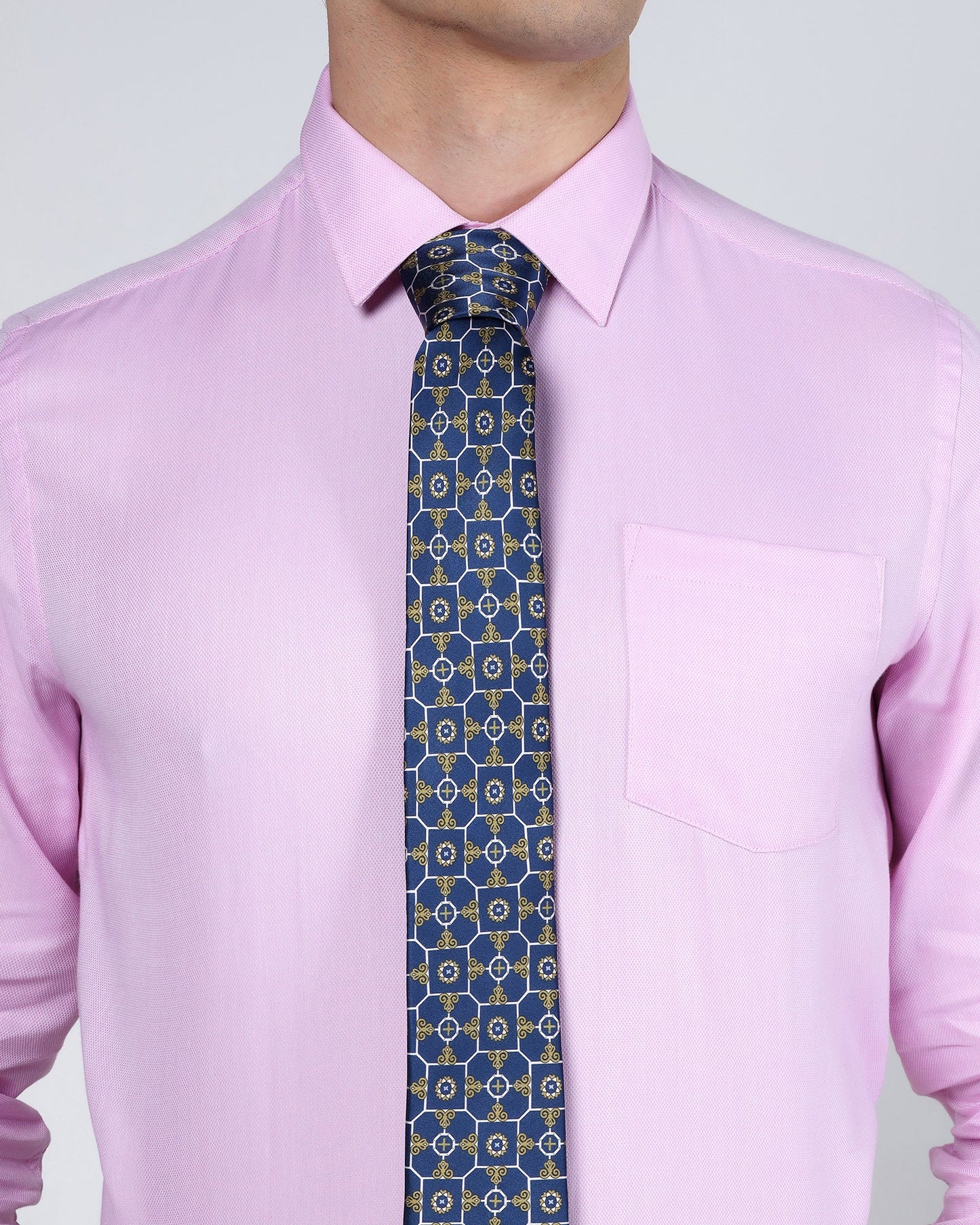 Navy Silk Printed Tie - Avid