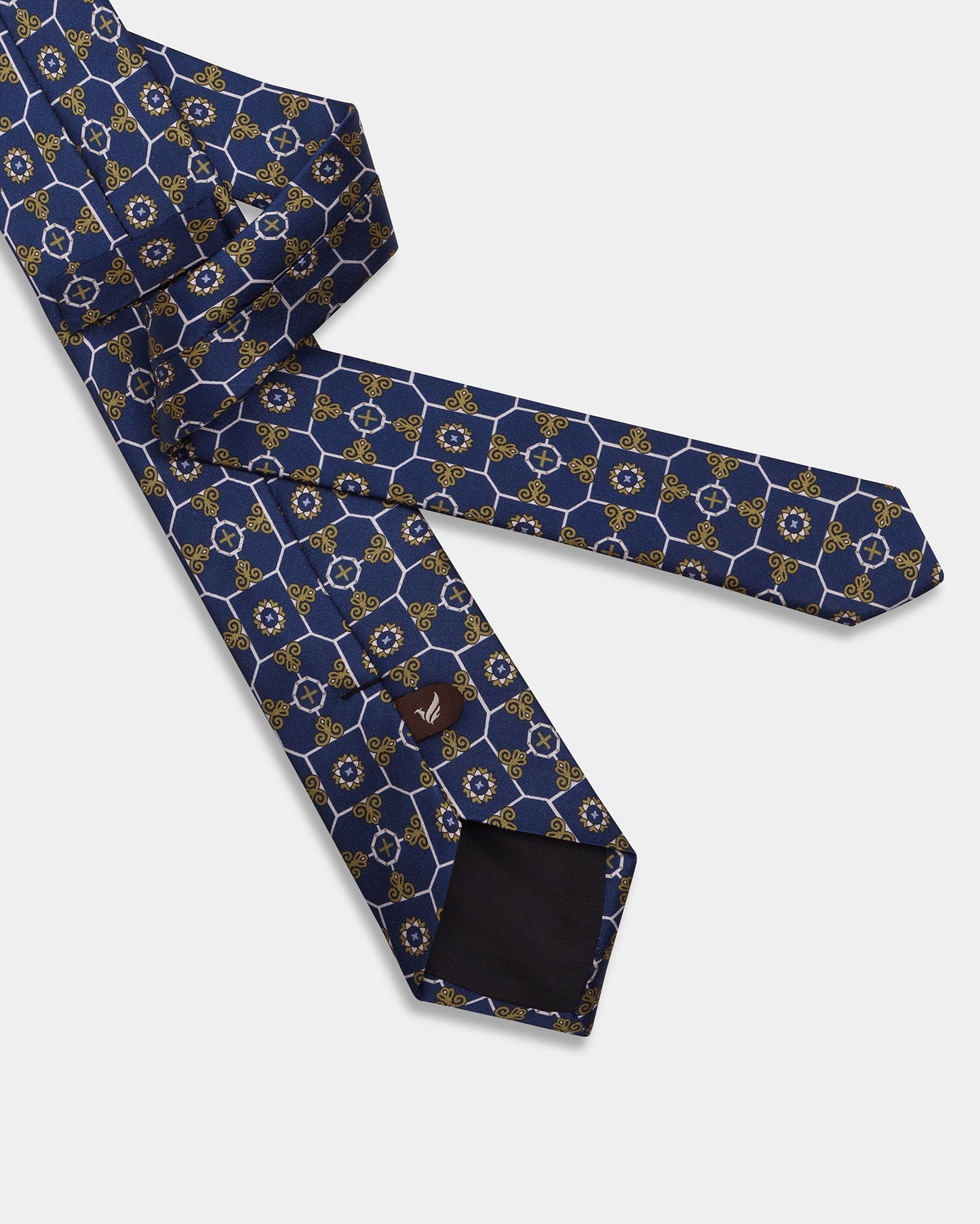 Navy Silk Printed Tie - Avid