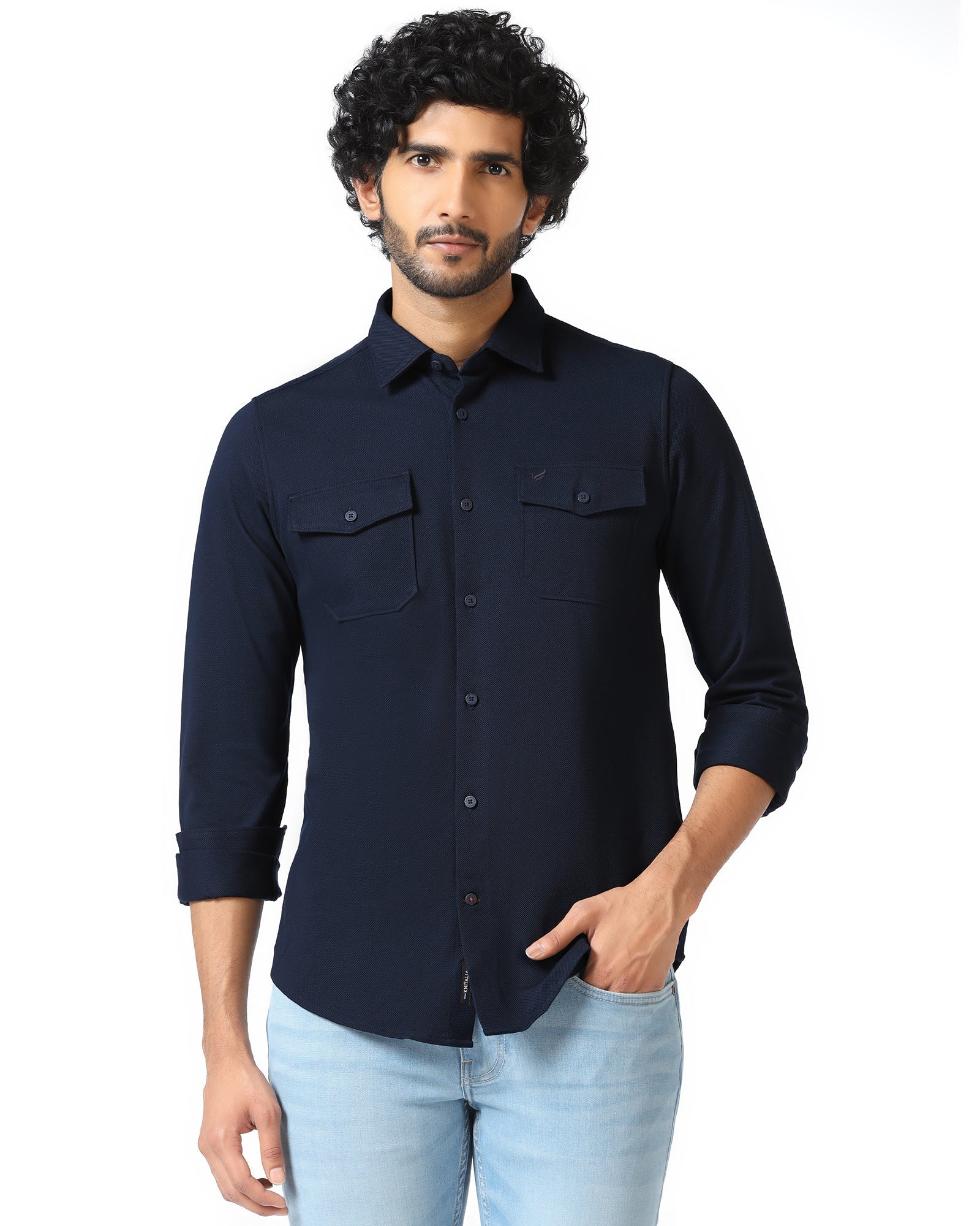 Navy Solid Shirt - Diaz