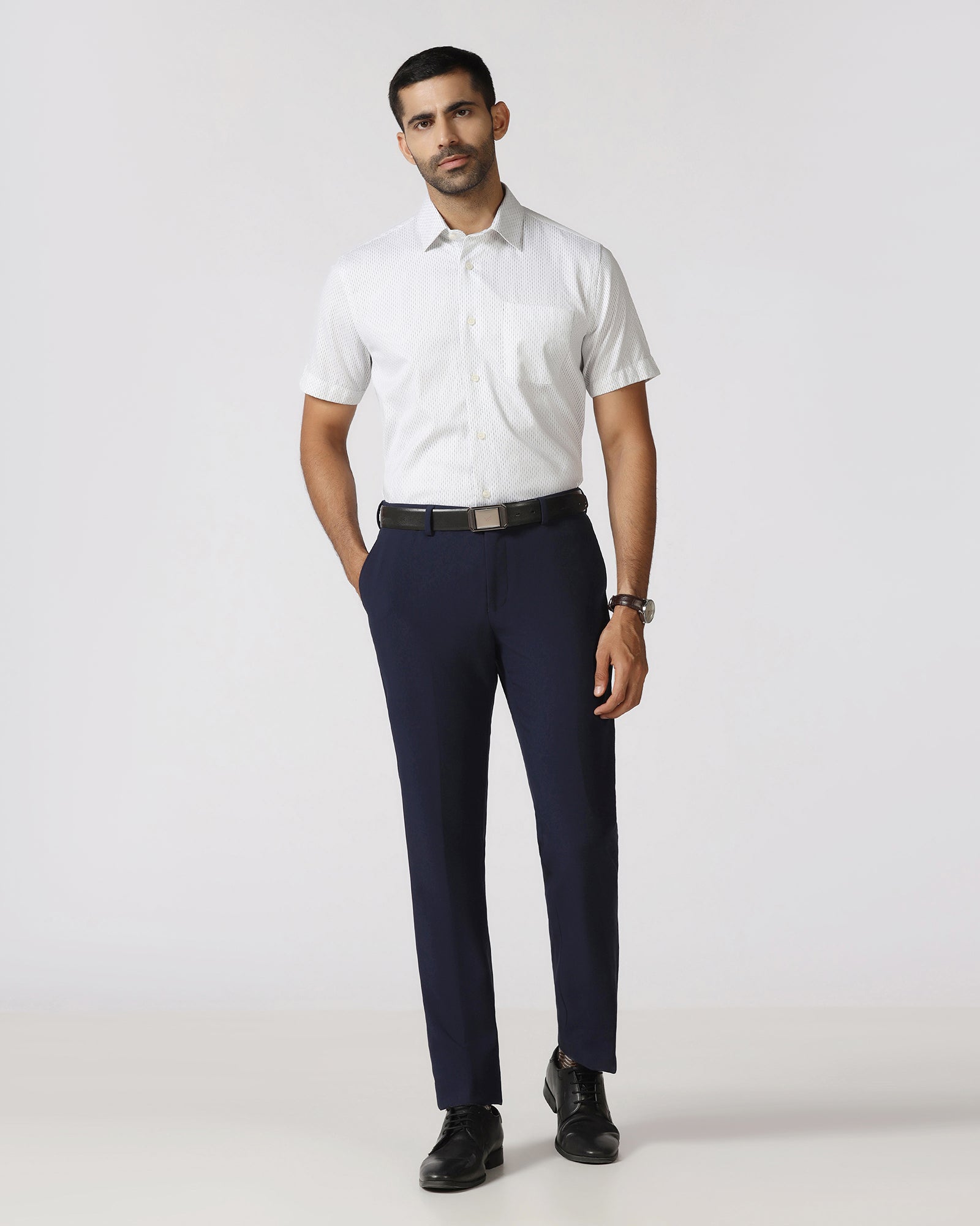 Navy Solid Trouser - Indri