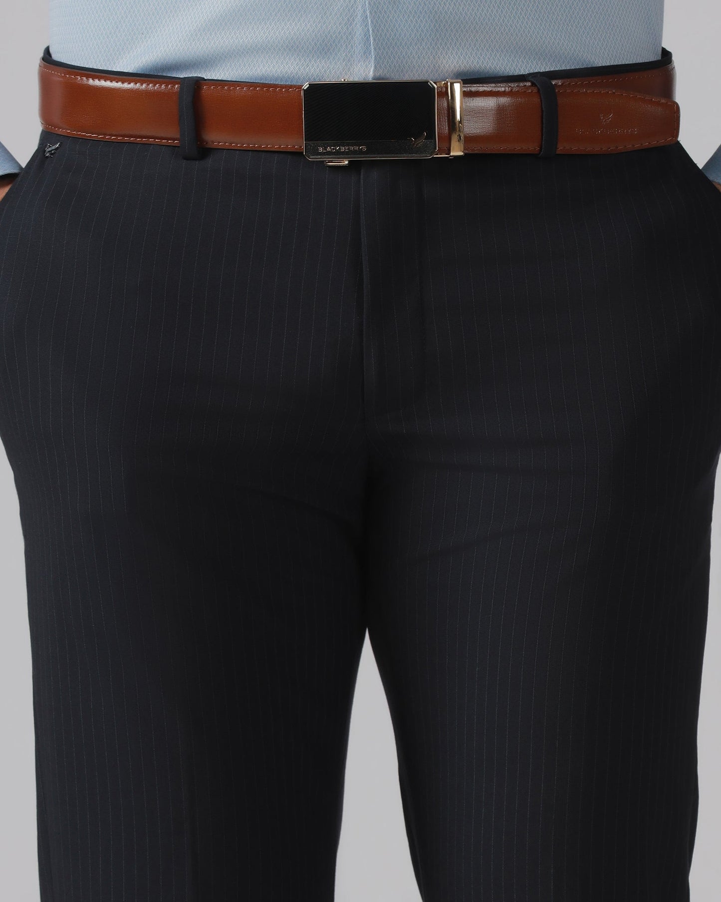 Navy Stripe Trouser - Merlot