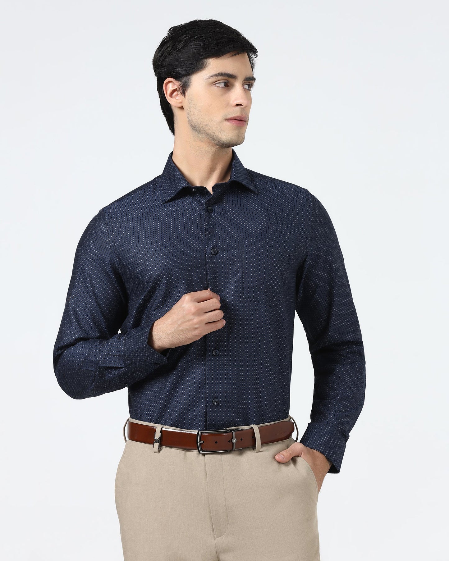 Navy Textured Shirt - Atlas