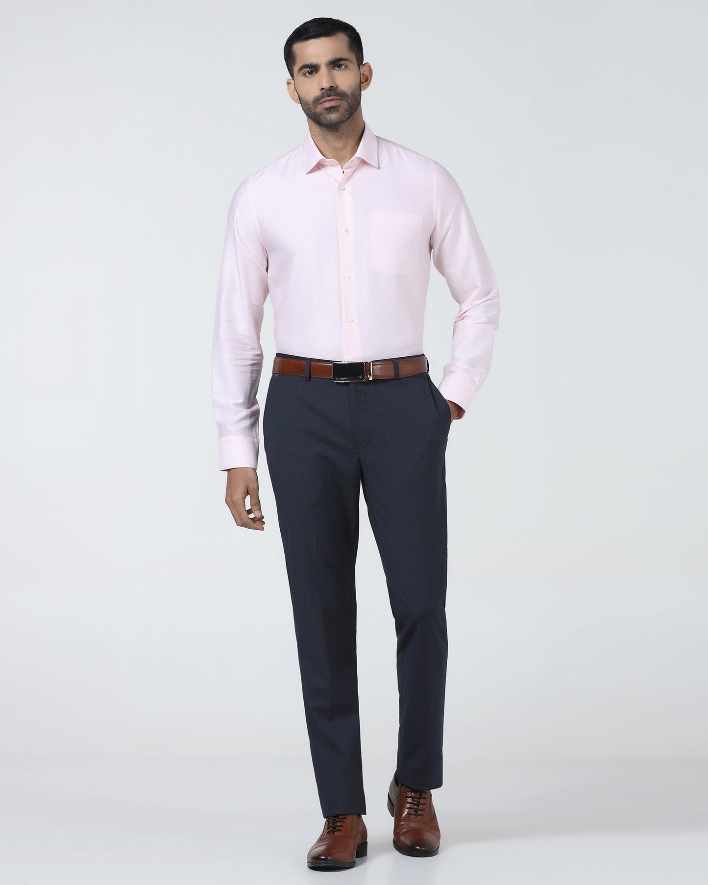 Navy Textured Trouser - Bernardo