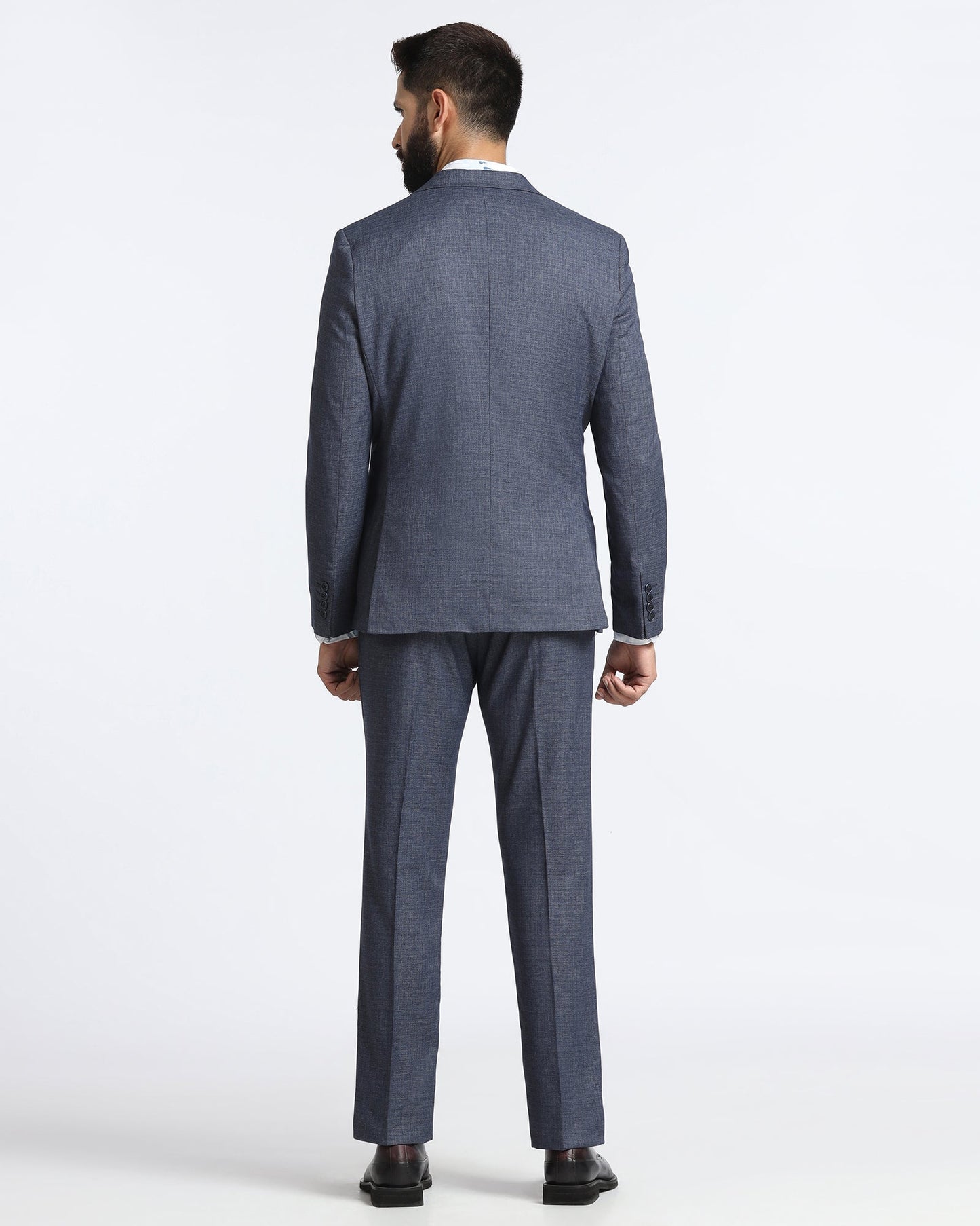 Navy Three Piece Textured Suit - Absinthe