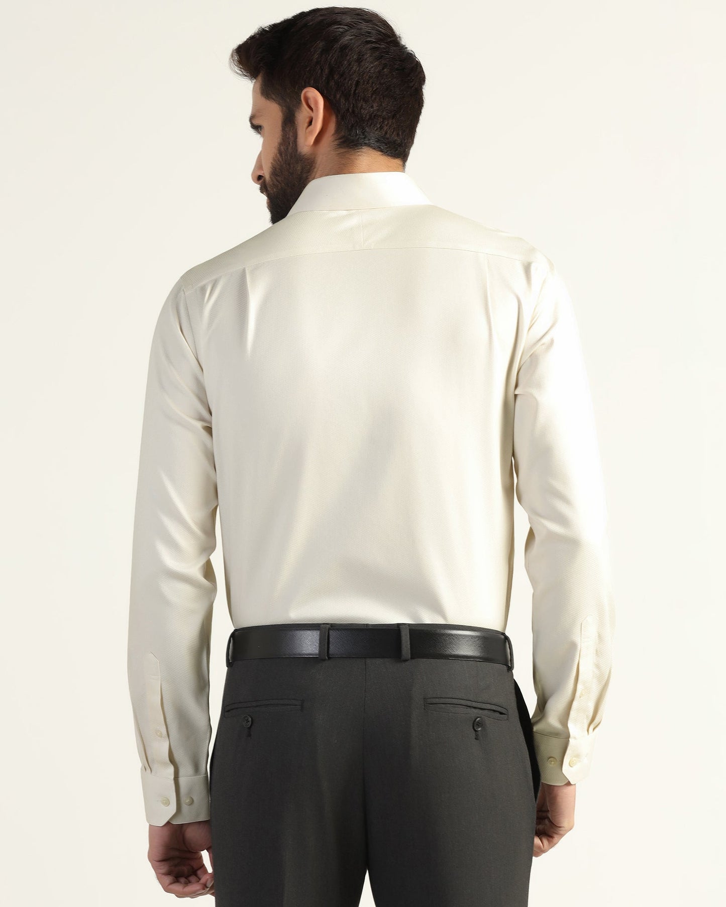Non Iron Formal Cream Textured Shirt - E31