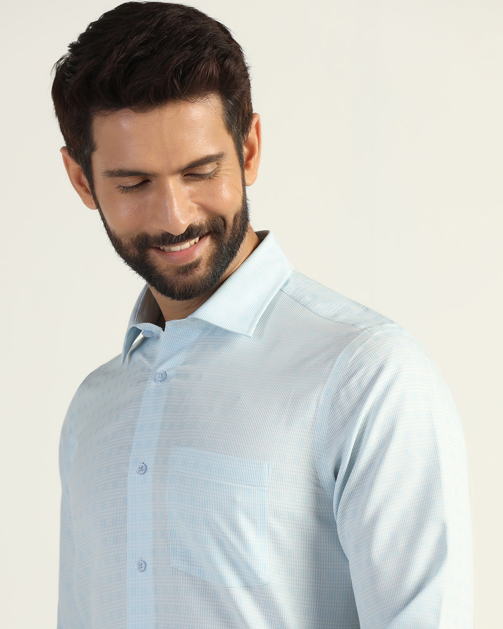 Non Iron Formal Ice Blue Textured Shirt - Wynn