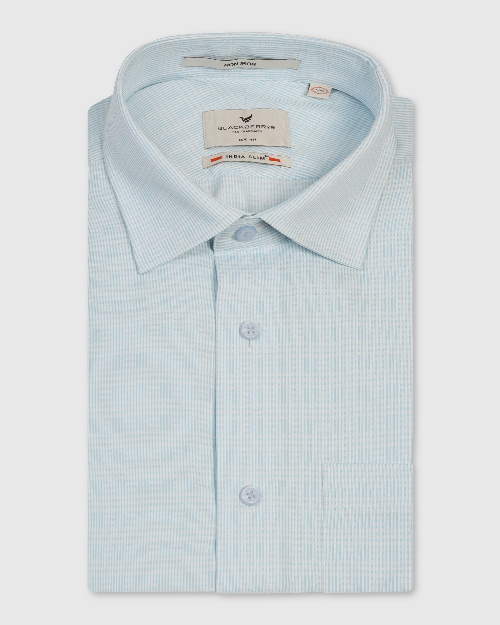 Non Iron Formal Ice Blue Textured Shirt - Wynn