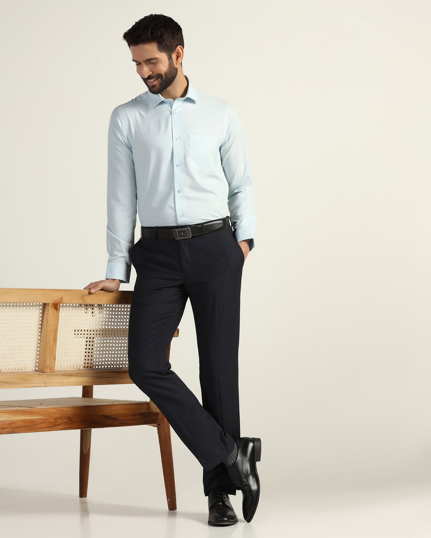 Non Iron Formal Ice Blue Textured Shirt - Wynn
