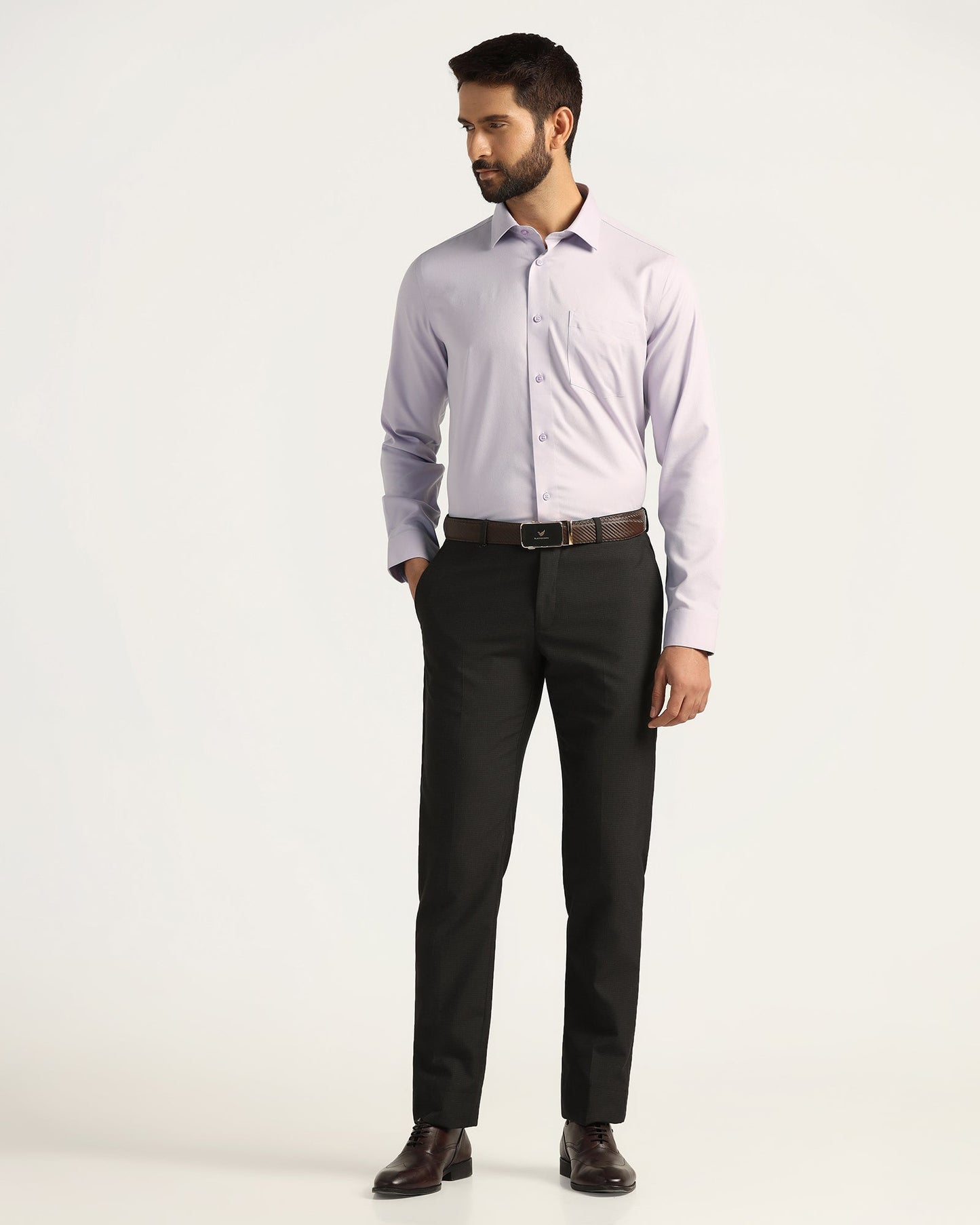 Non Iron Formal Lilac Textured Shirt - Bridge