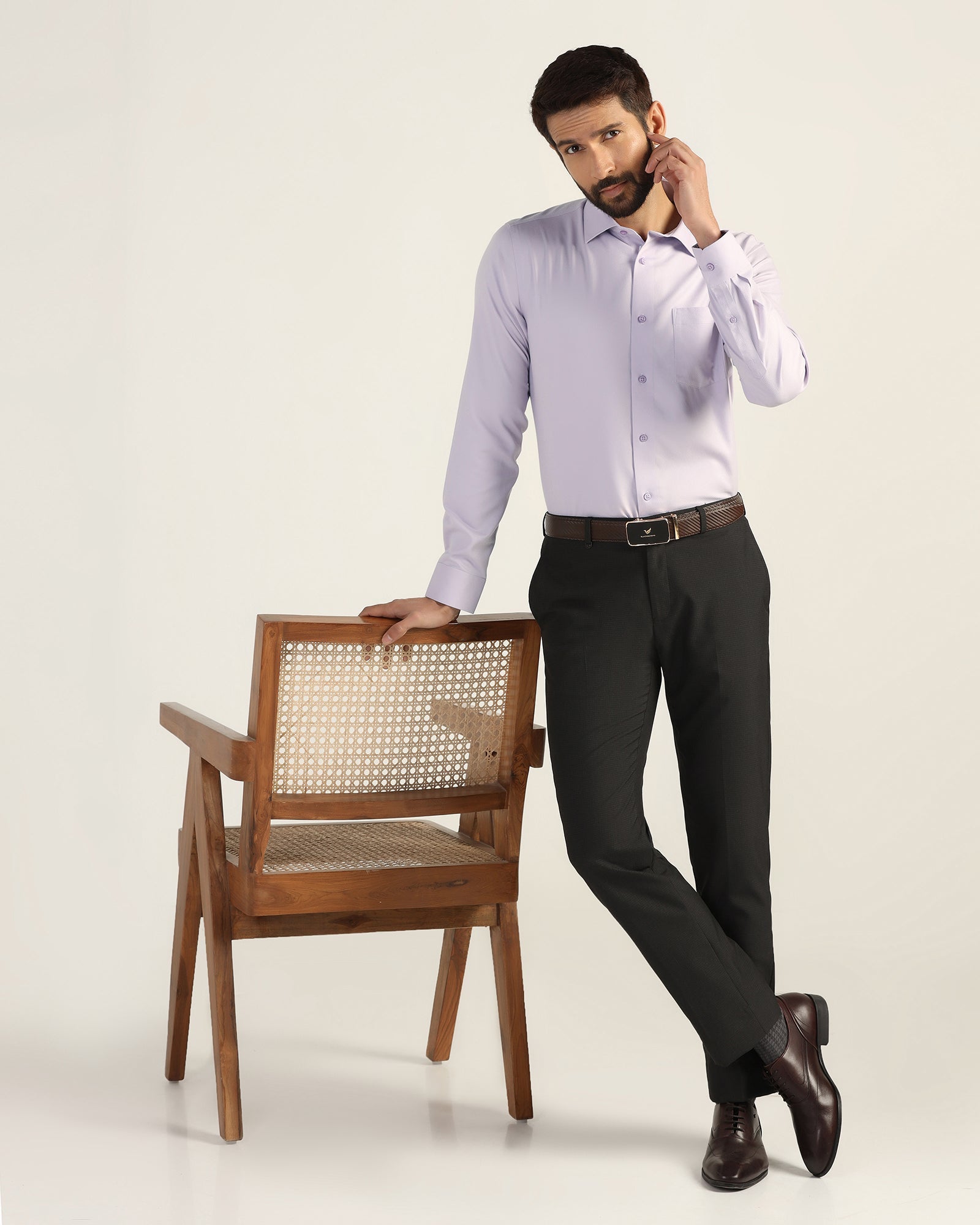 Non Iron Formal Lilac Textured Shirt - Bridge
