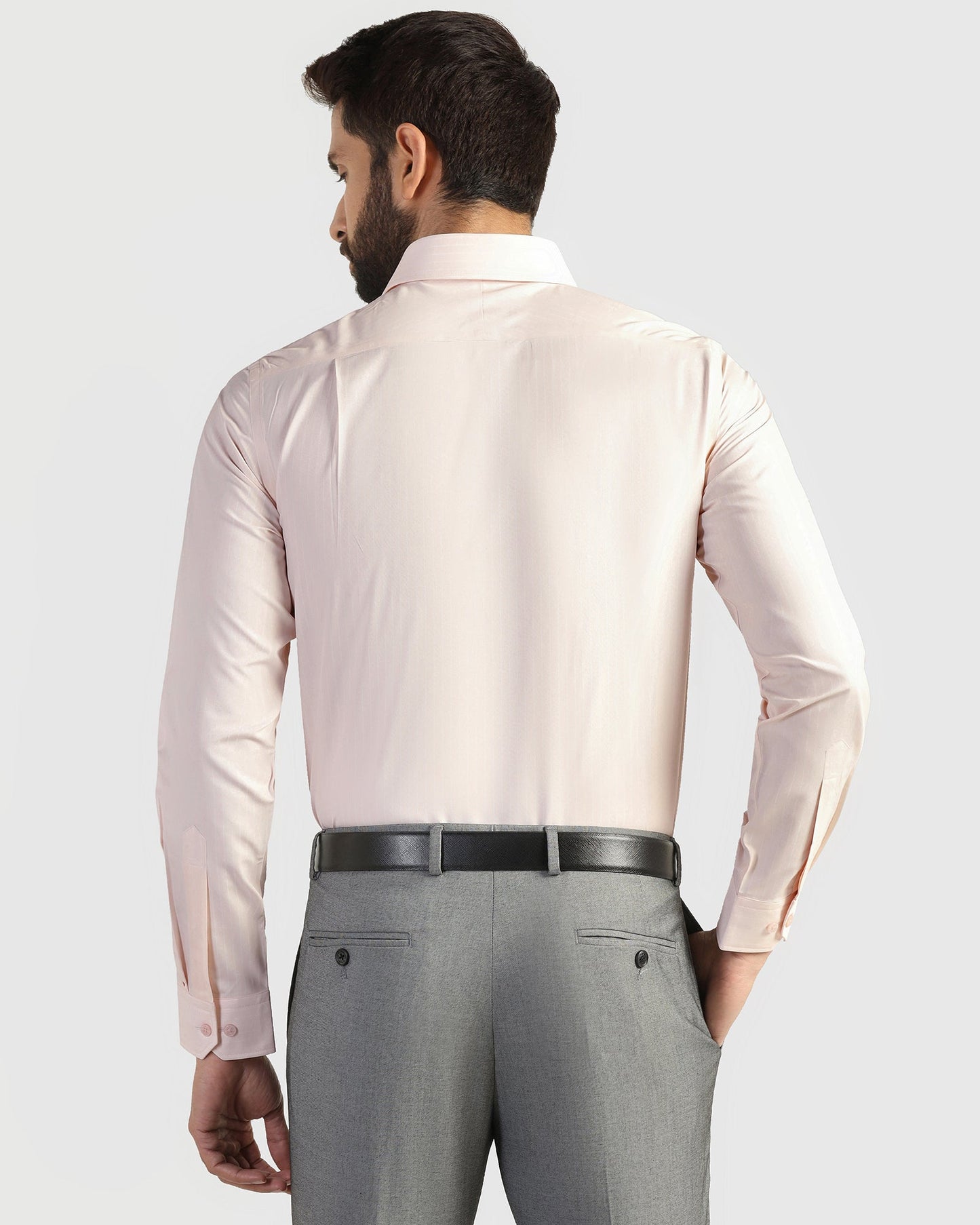 Non Iron Formal Peach Stripe Shirt - Wagon
