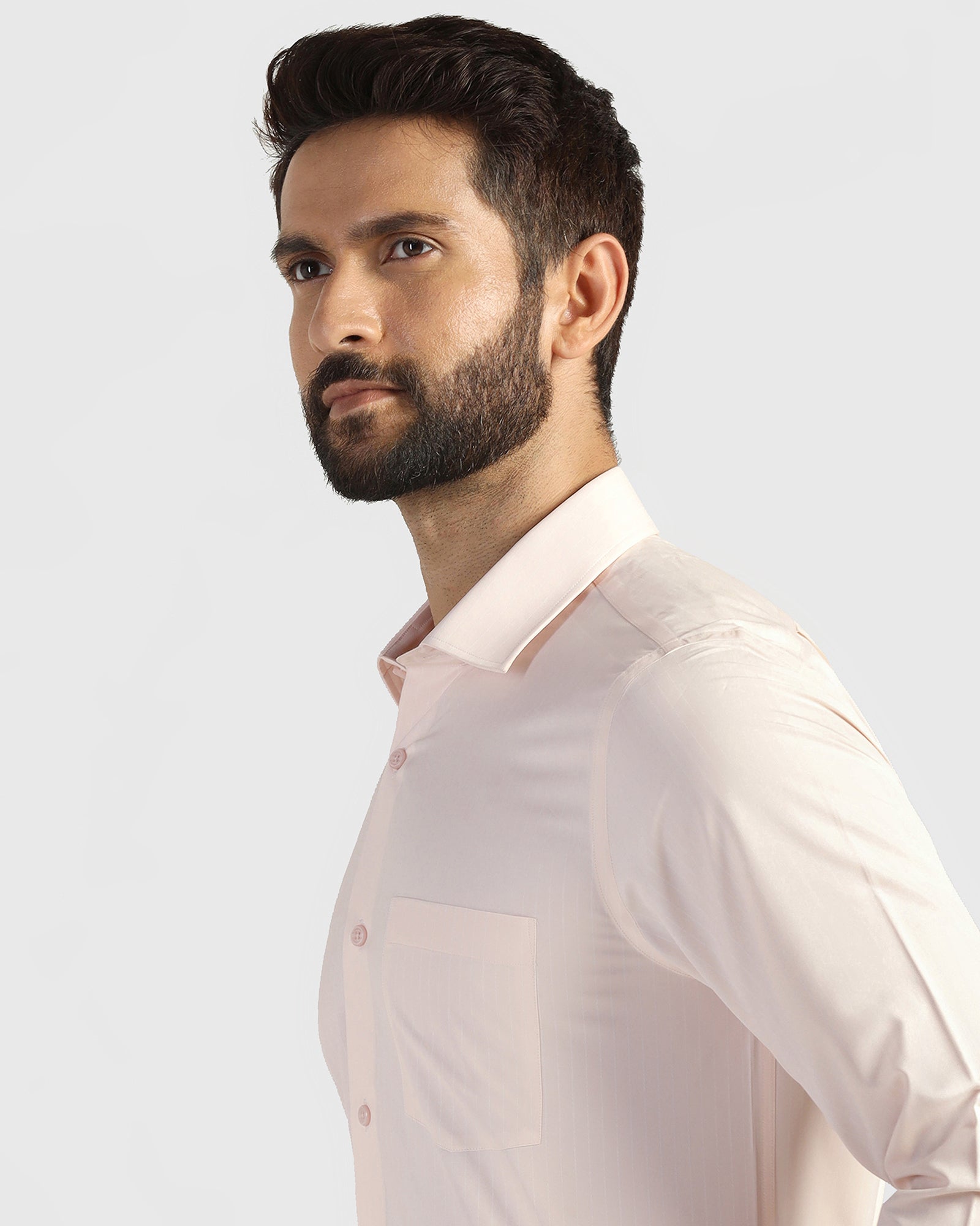 Non Iron Formal Peach Stripe Shirt - Wagon