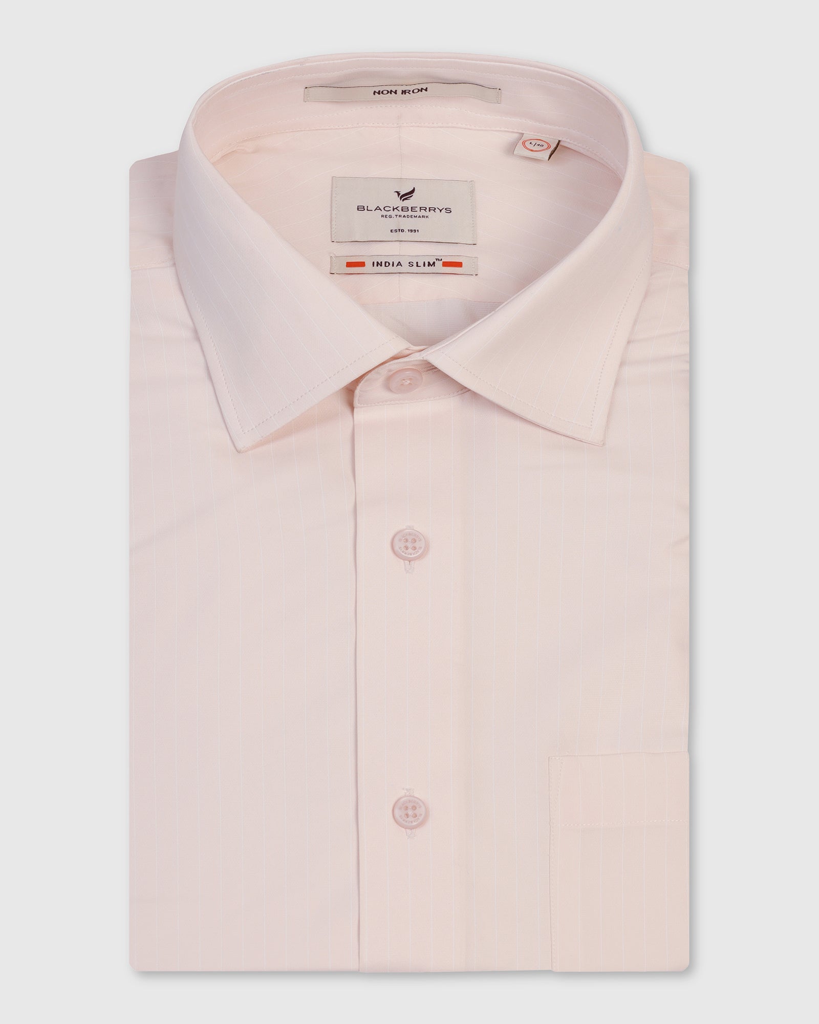 Non Iron Formal Peach Stripe Shirt - Wagon