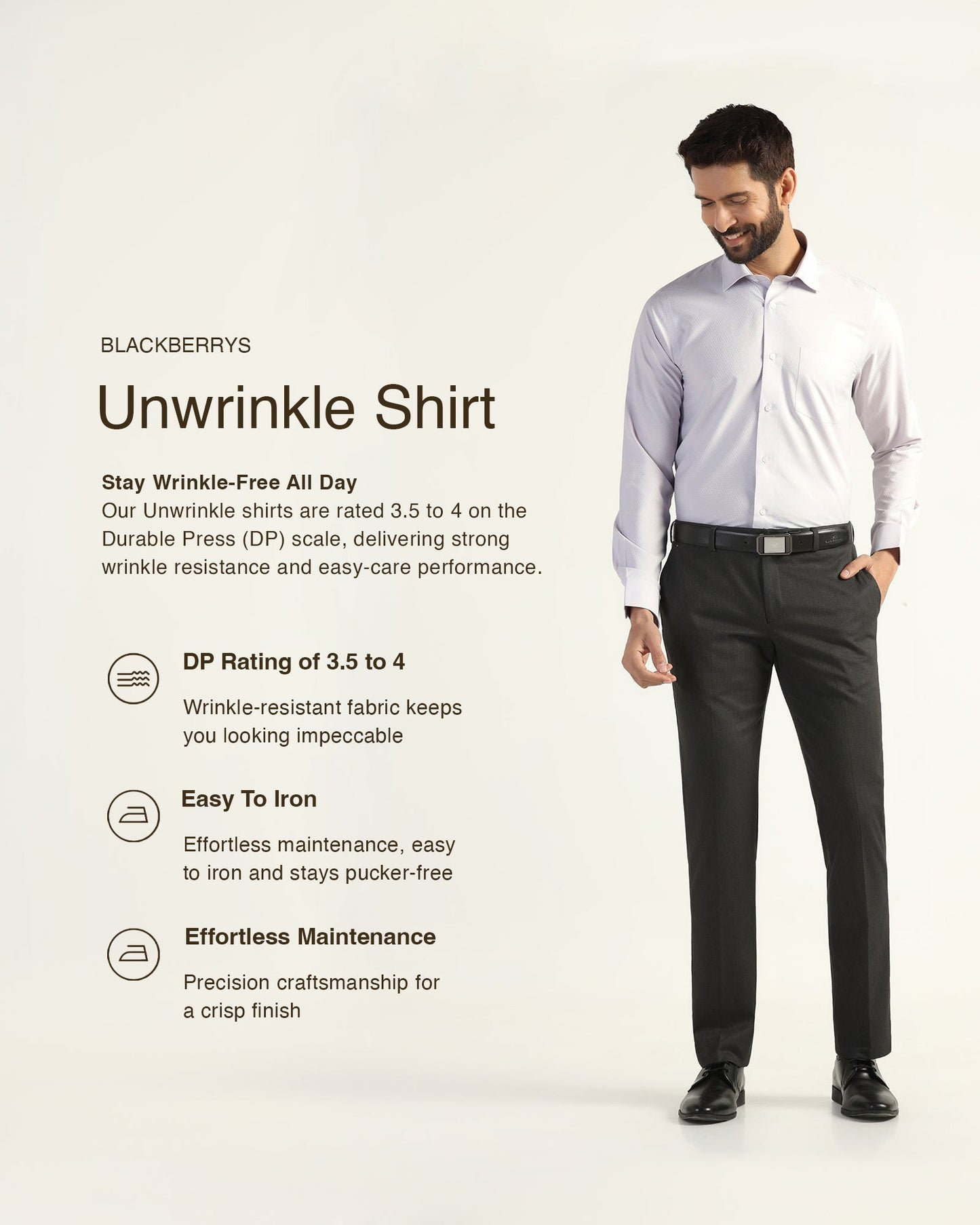 Non Iron Formal Lavender Textured Shirt - Wren