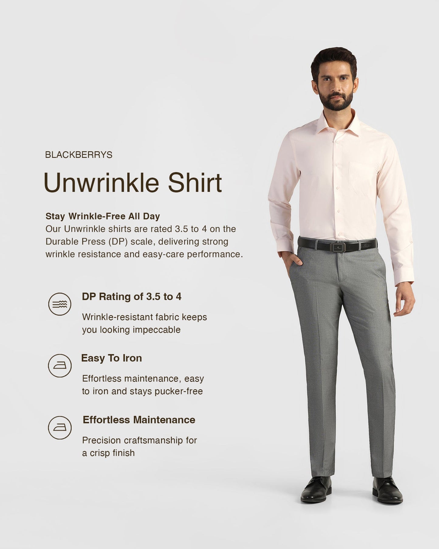 Non Iron Formal Peach Stripe Shirt - Wagon
