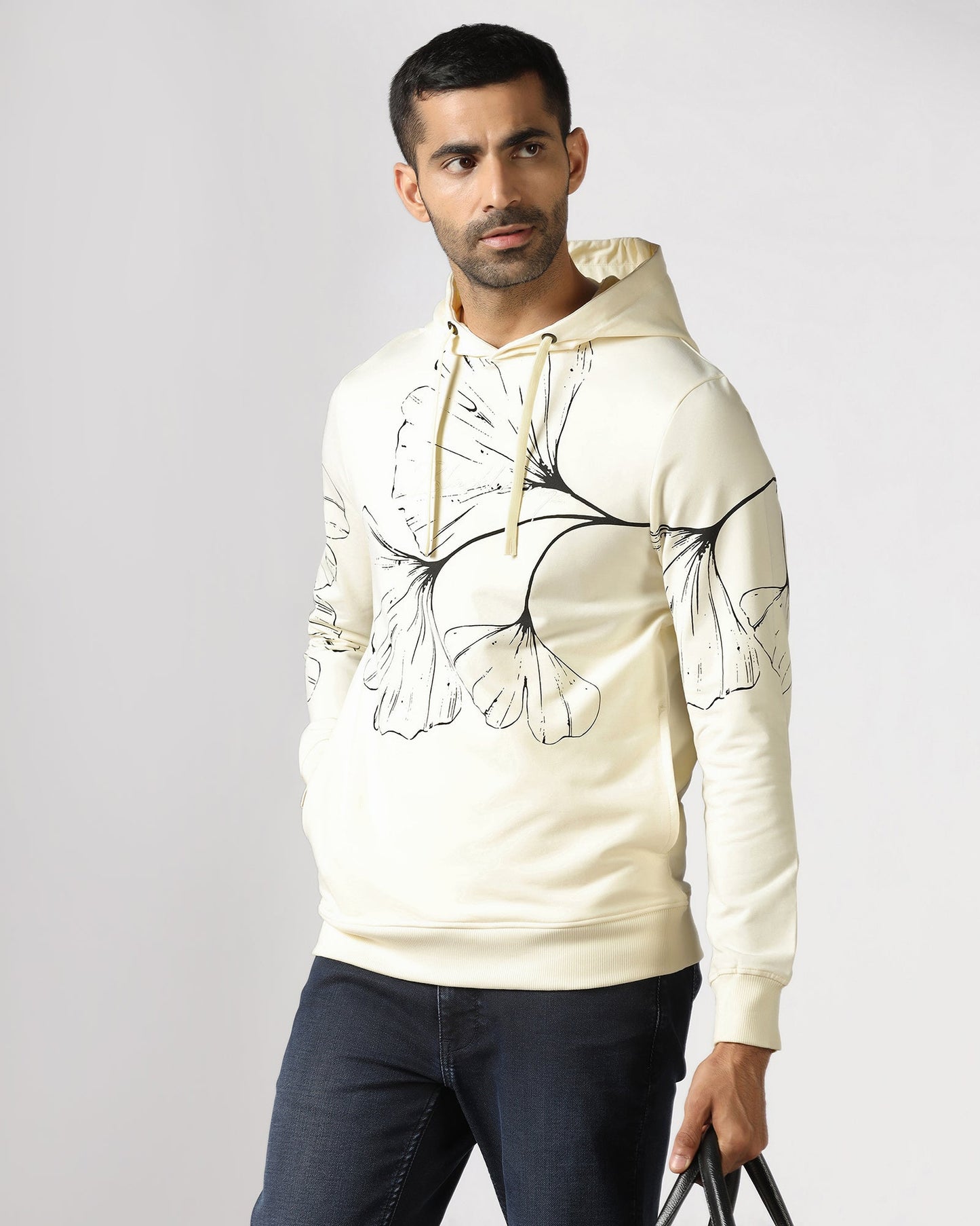 Off White Hoodie Solid Sweatshirt - Gecko