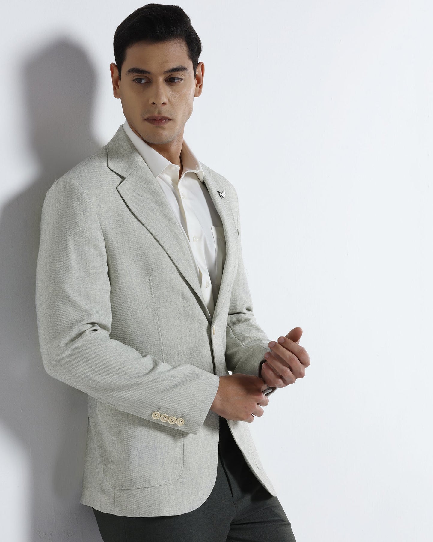Off White Textured Blazer - Wilson