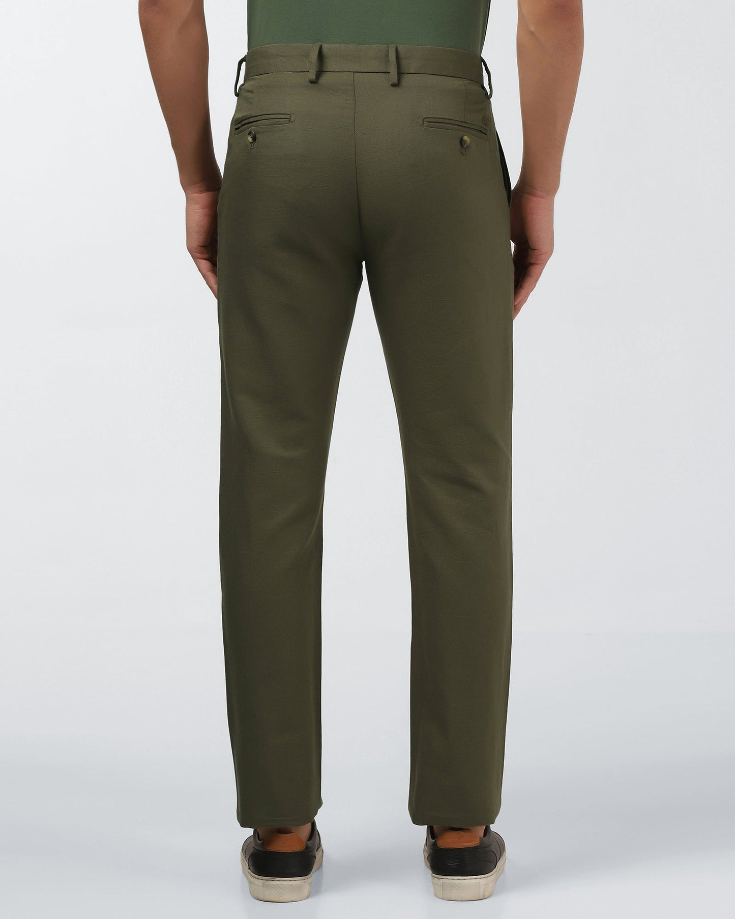 Olive Linen Solid Khakis - Hazel