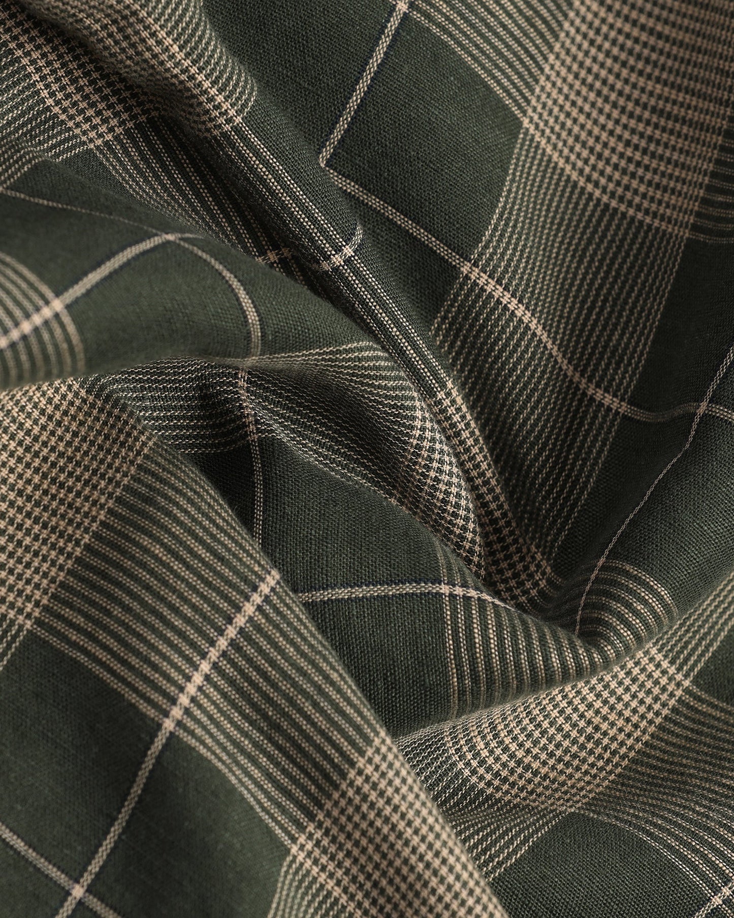 Olive Linen Check Shirt - Merik