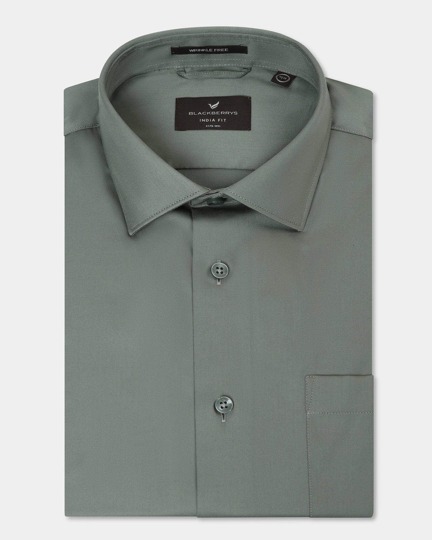 Olive Unwrinkle Solid Shirt - Sylvia