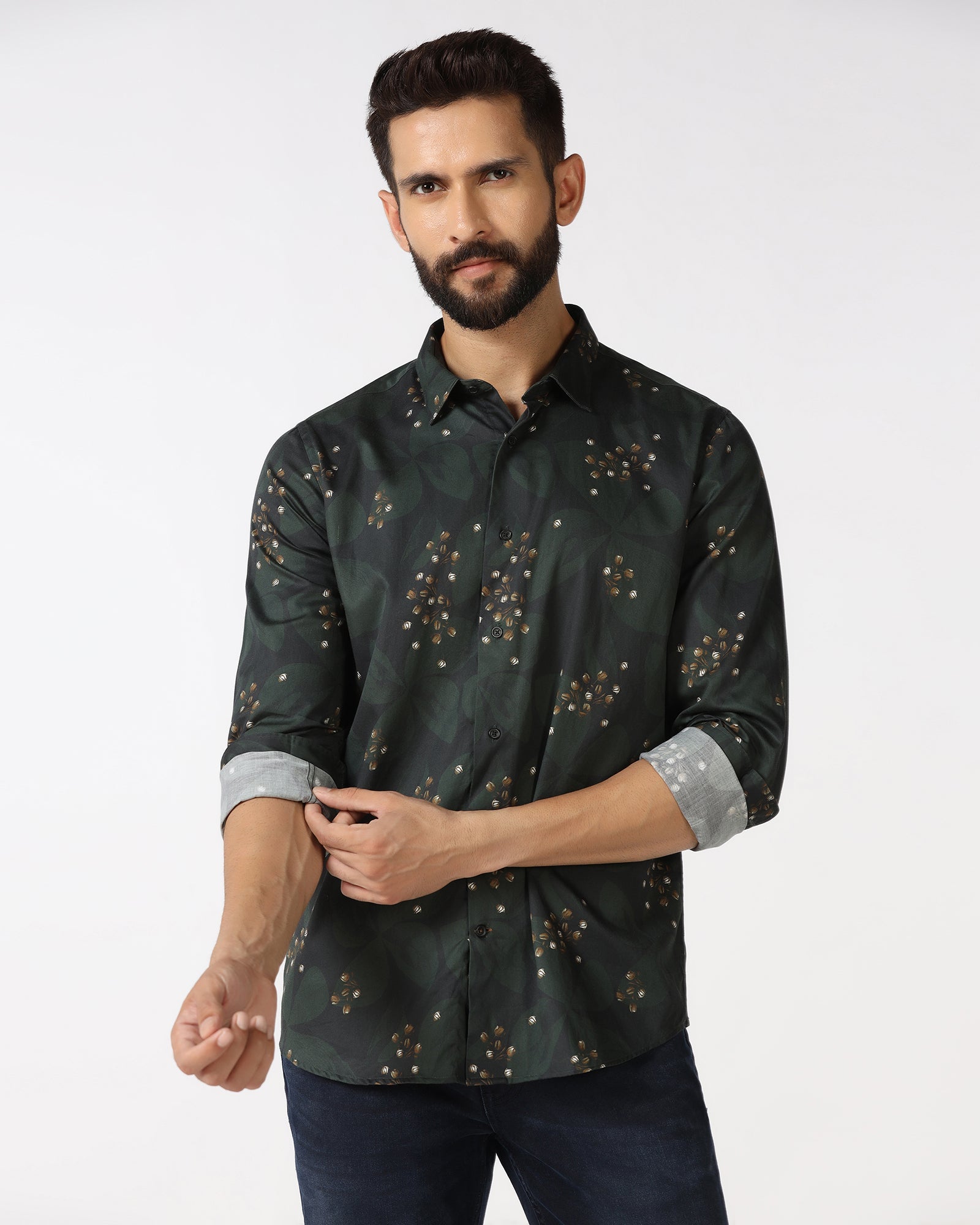 Olive Printed Shirt - Fedot