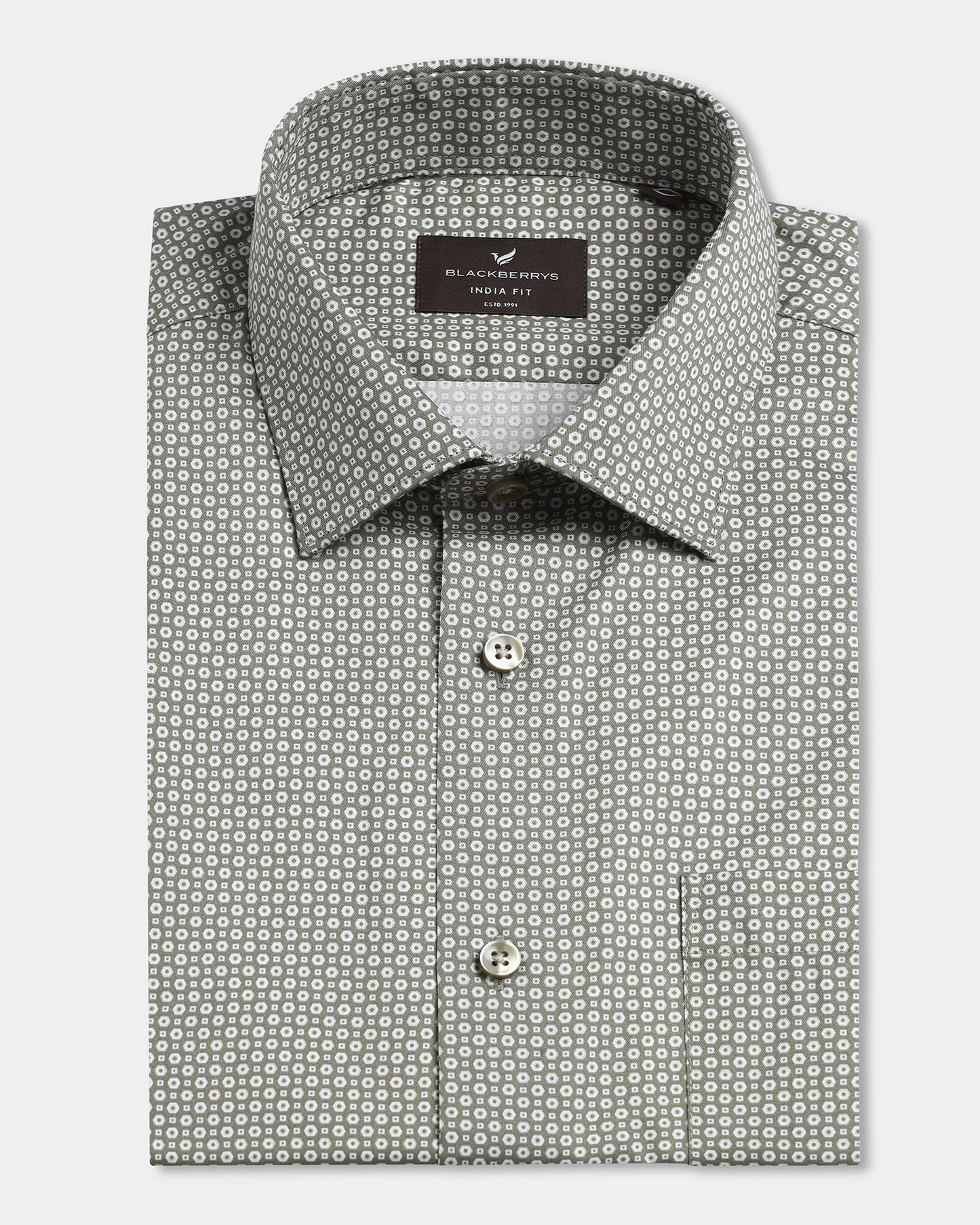 Olive Printed Shirt - Serote