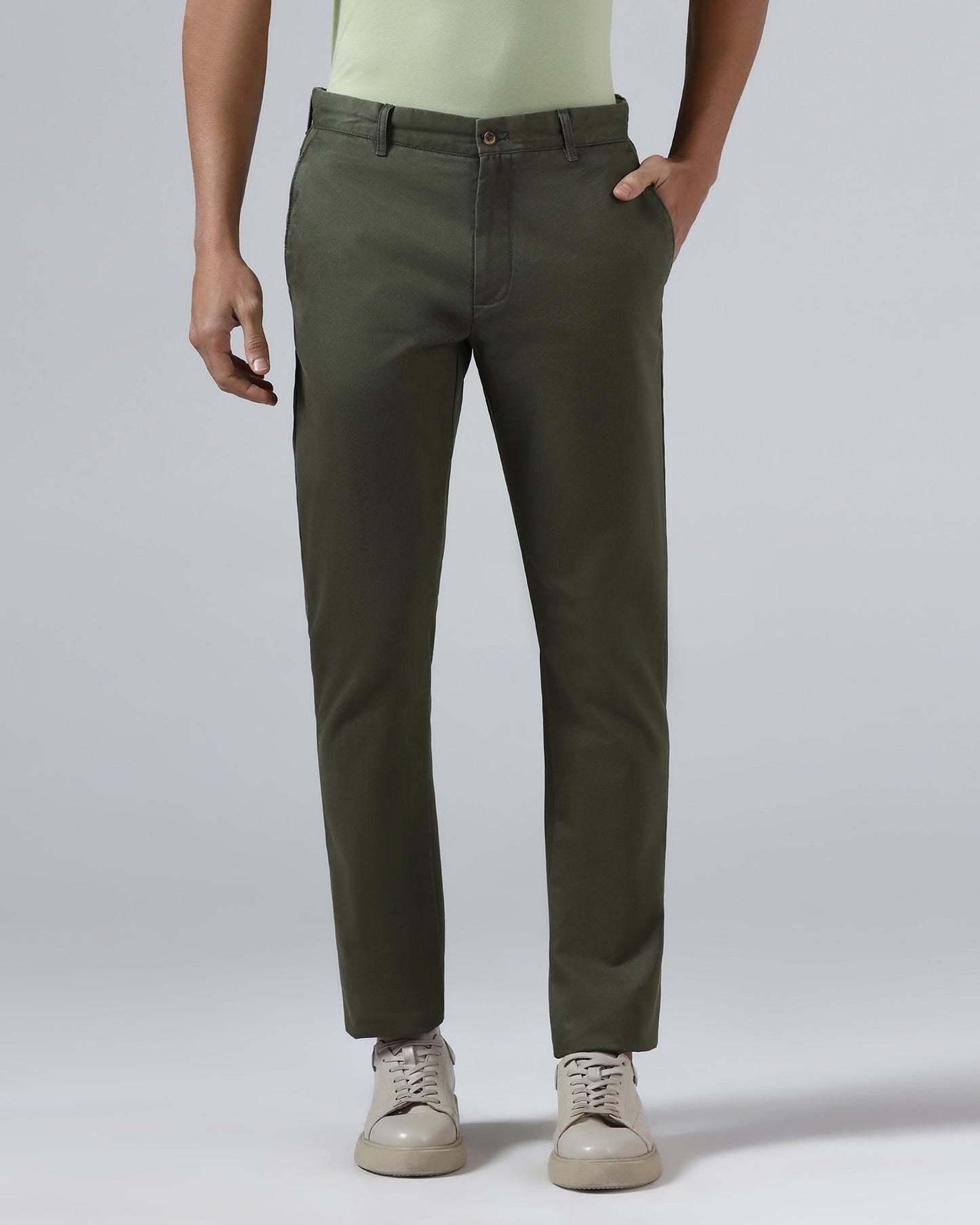 Olive Solid Khakis - Pine
