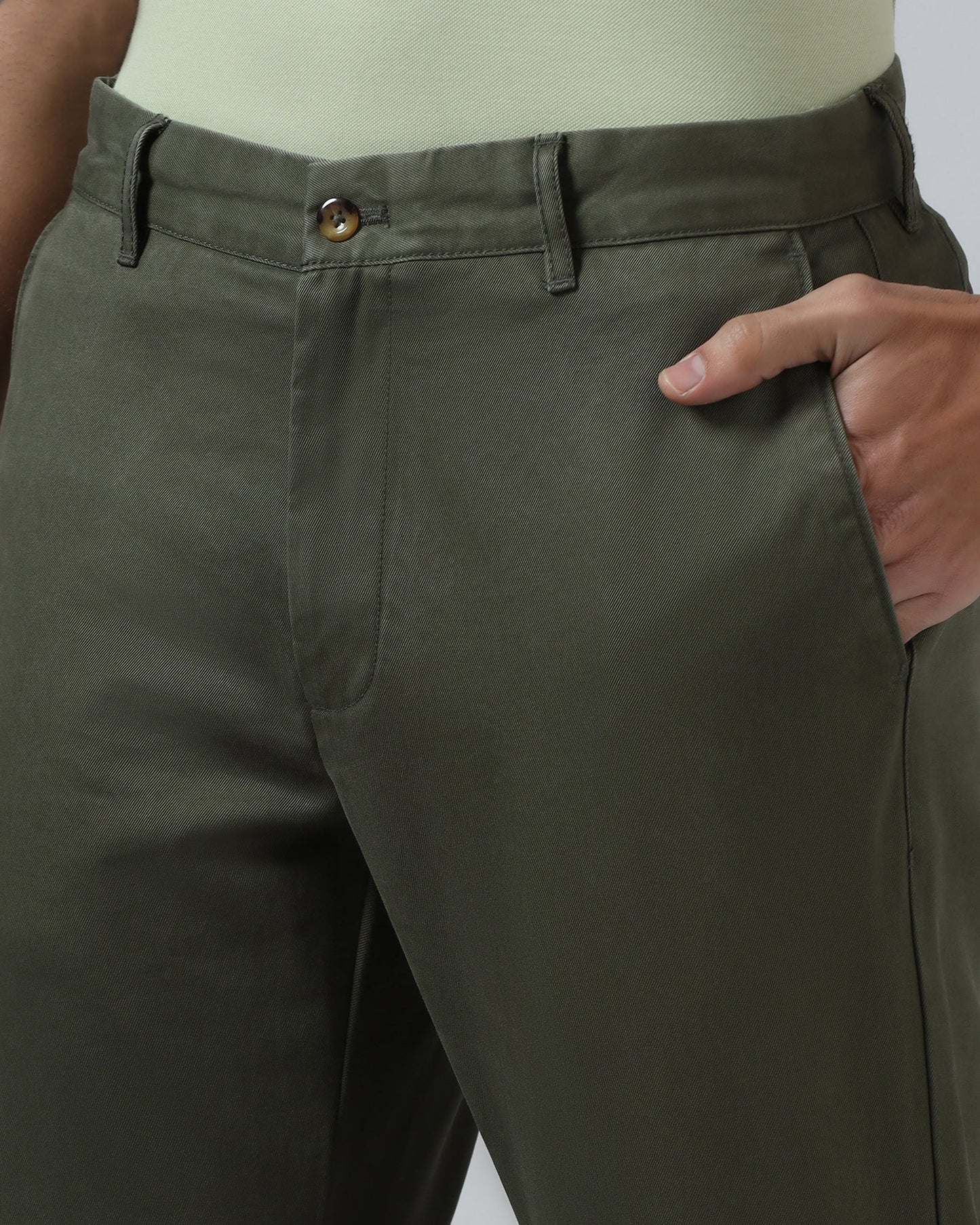 Olive Solid Khakis - Pine
