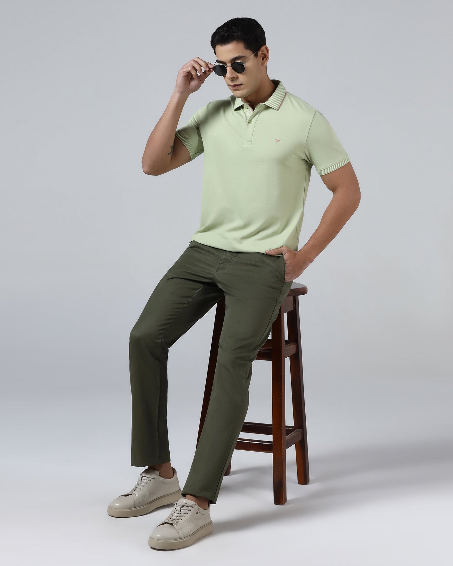 Olive Solid Khakis - Pine