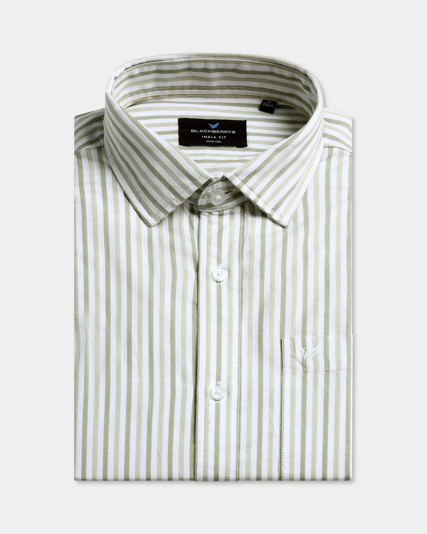 Olive Half Sleeve Stripe Shirt - Redot