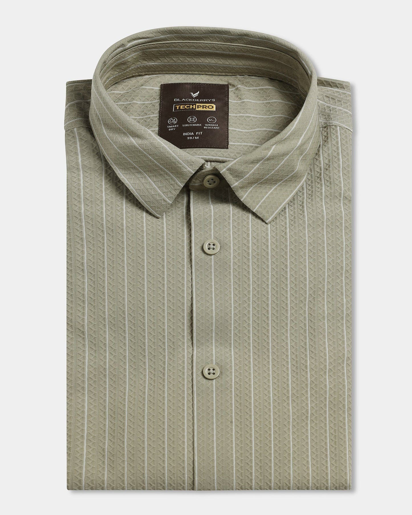 Olive Half Sleeve TechPro Stripe Shirt - Hyphen