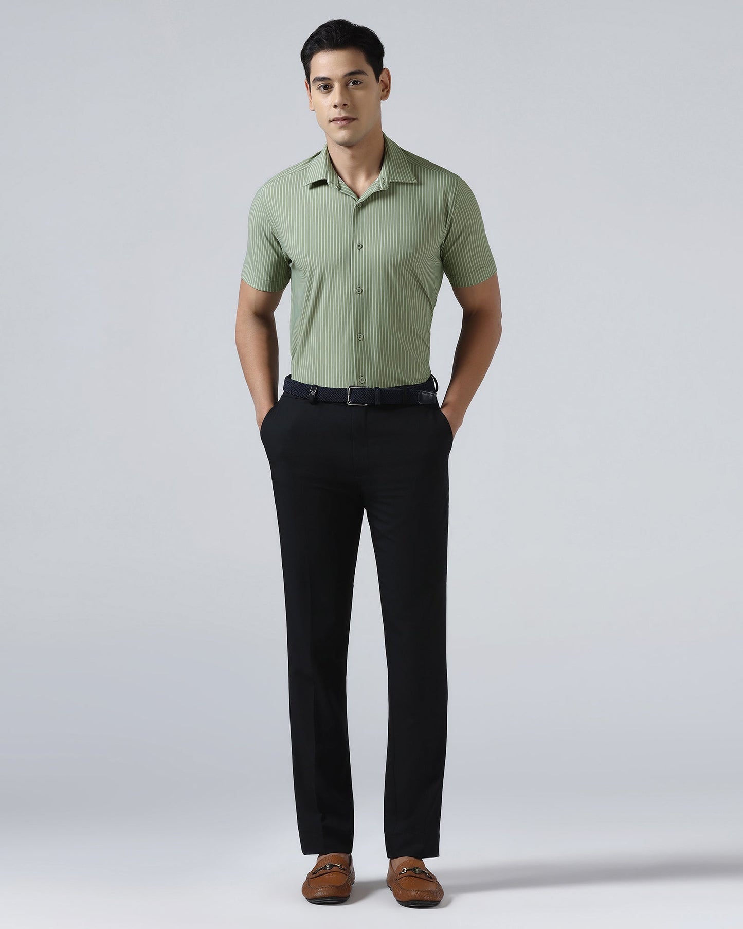 Olive Half Sleeve TechPro Stripe Shirt - Inertia