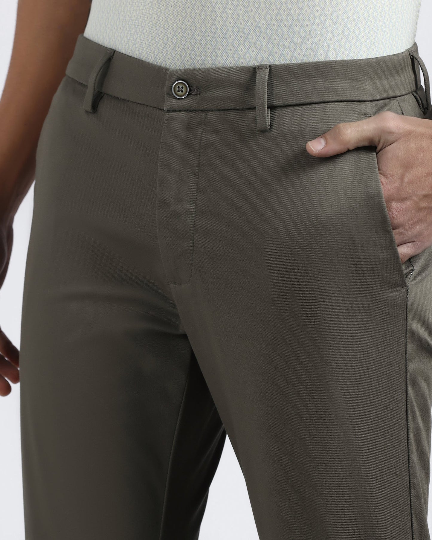 Olive Textured Khakis - Aurea