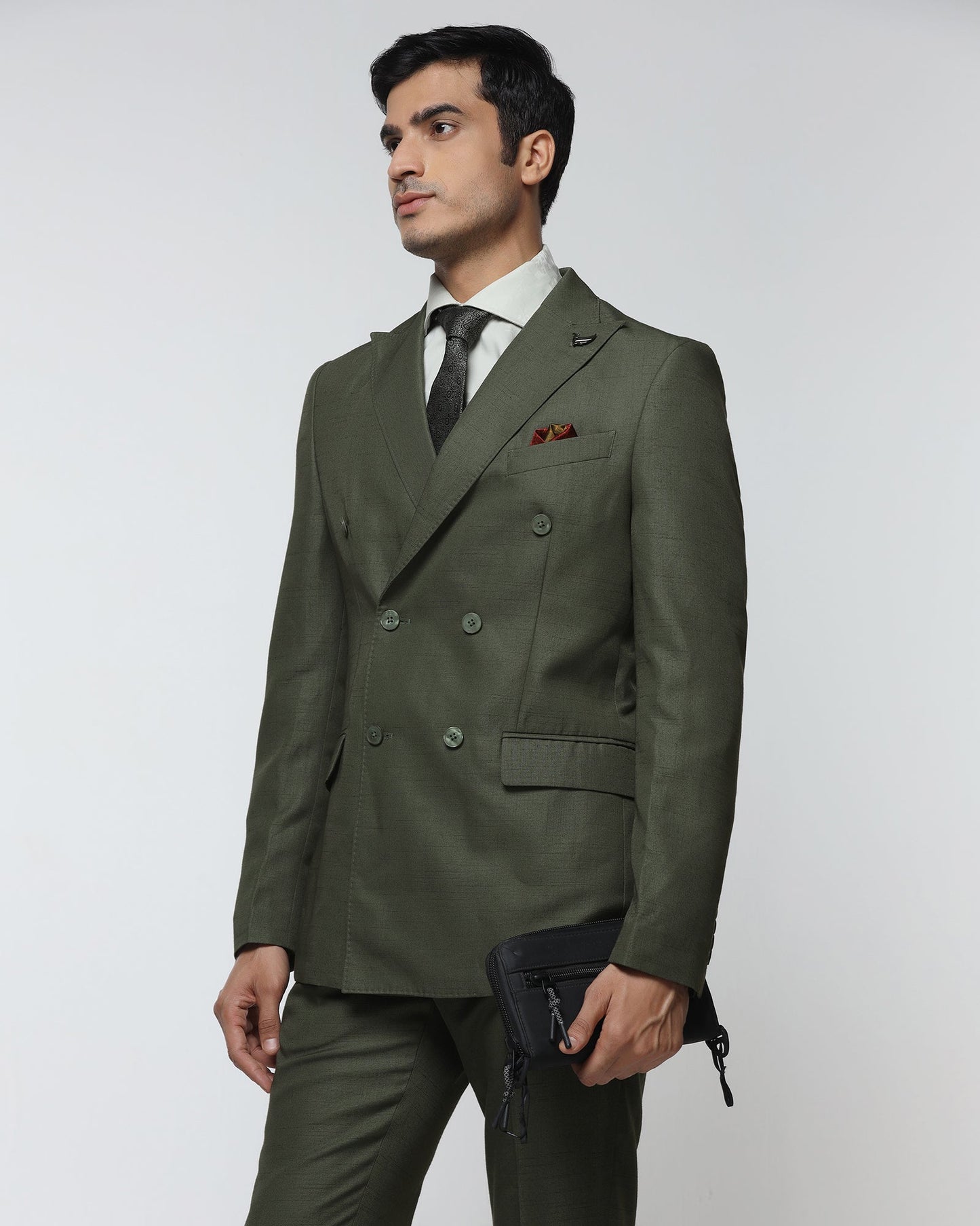 Olive Two Piece Check Suit - Delton