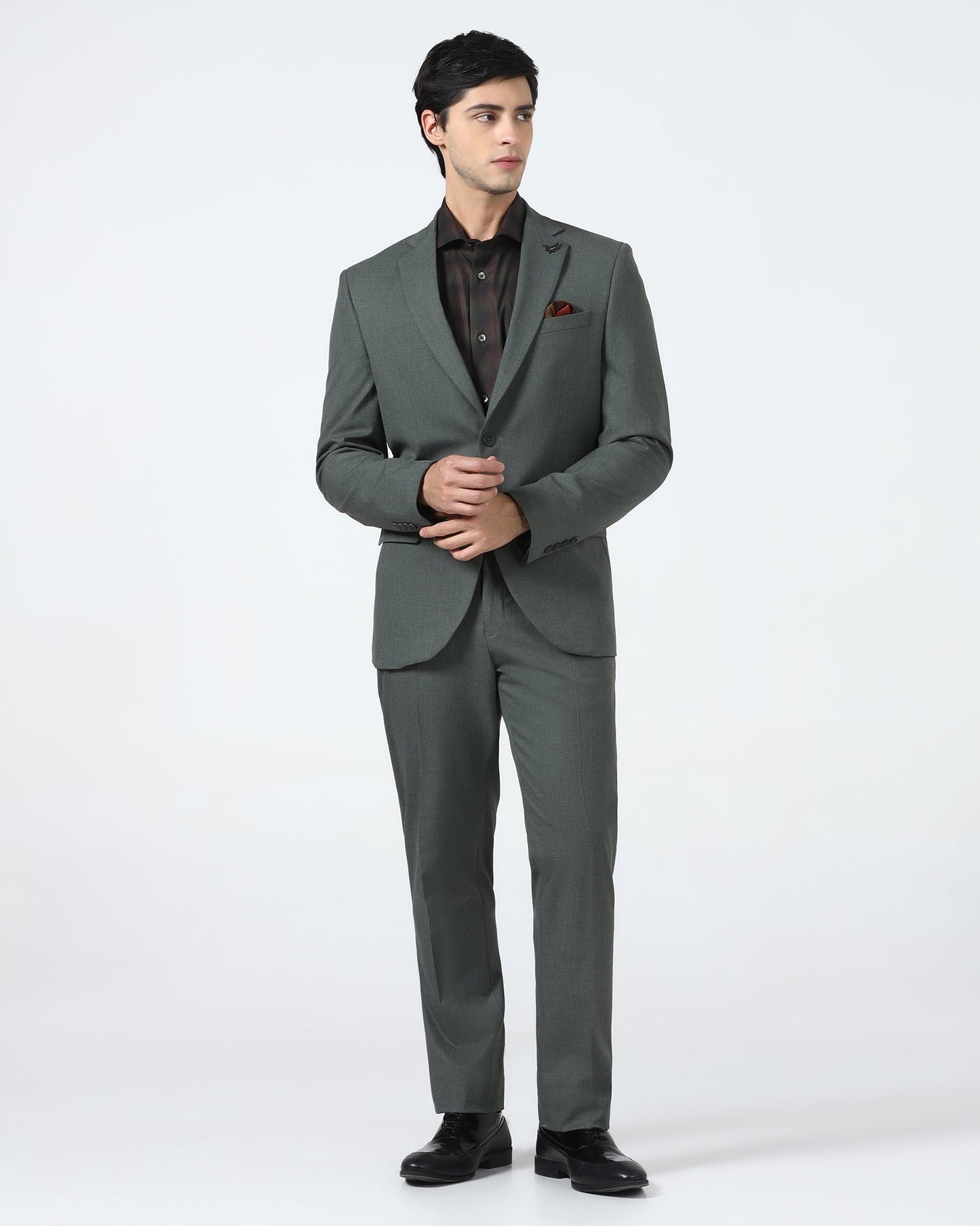 Olive Two Piece Solid Suit - Hedra