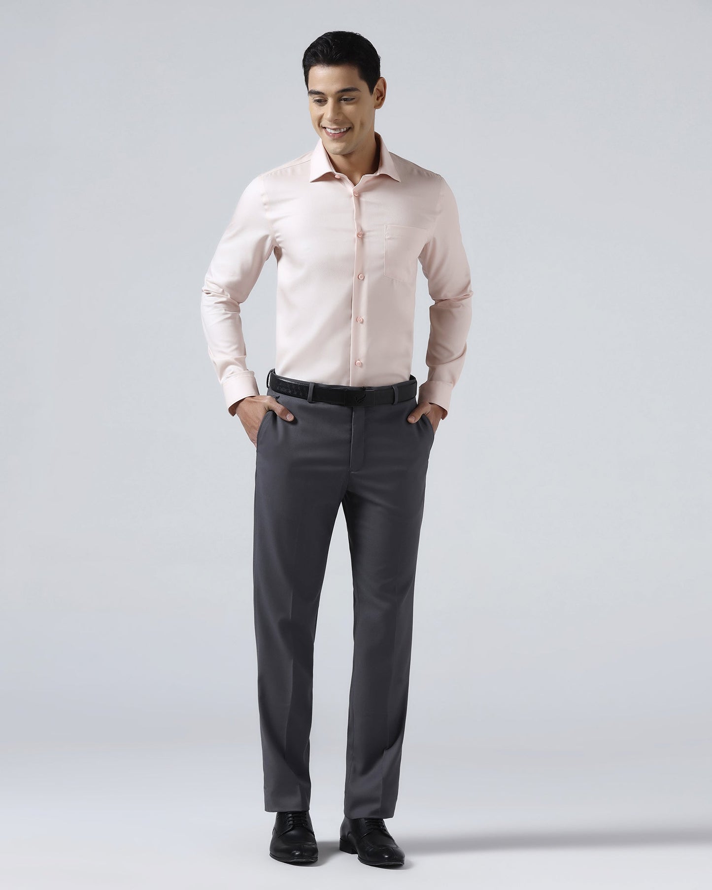 Peach Non Iron Textured Shirt - P31