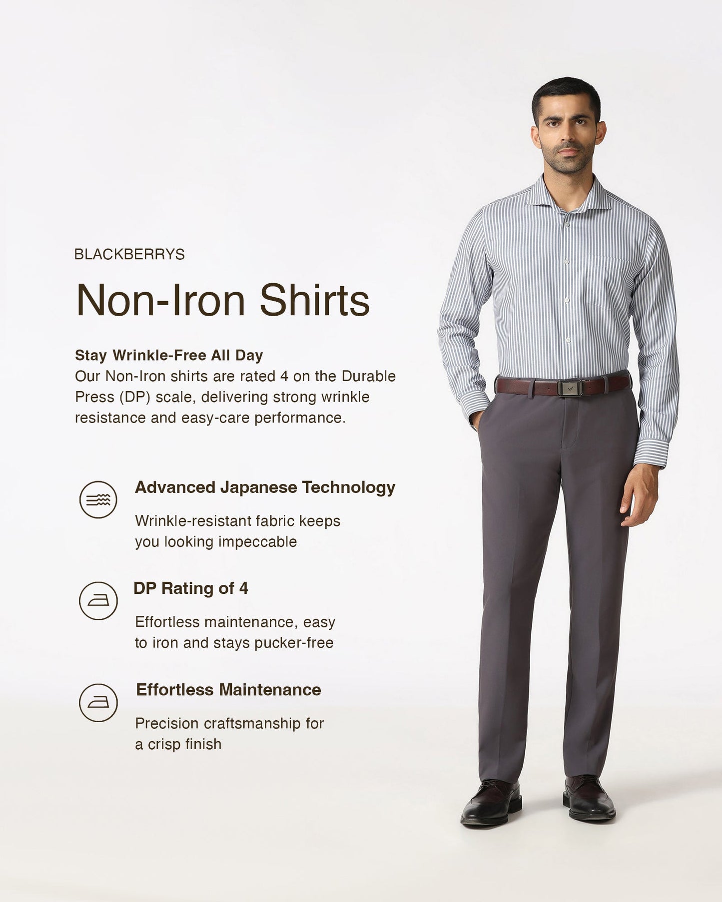 Petrol Blue Non Iron Stripe Shirt - Radius